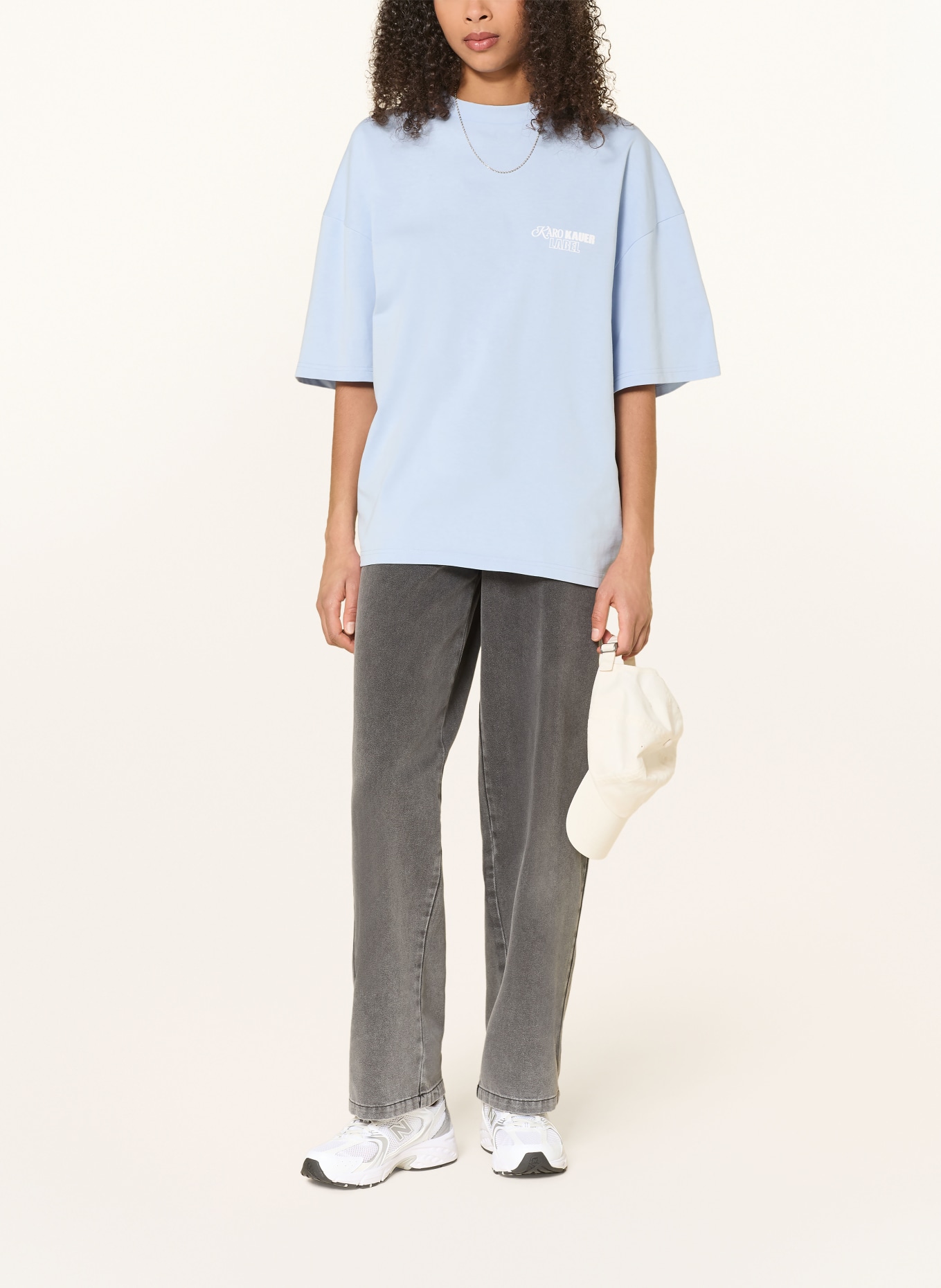 KARO KAUER T-Shirt: HELLBLAU / WEISS