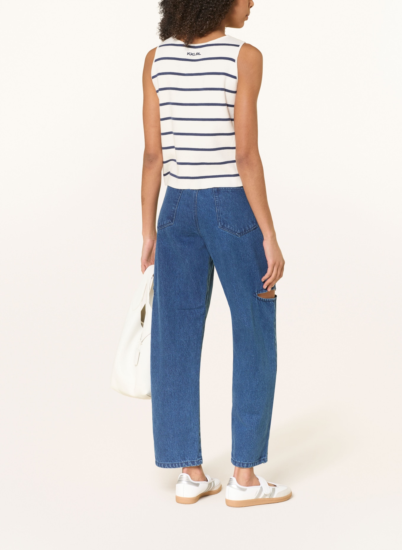 KARO KAUER kamizelka z dzianiny: BIAŁY / GRANATOWY