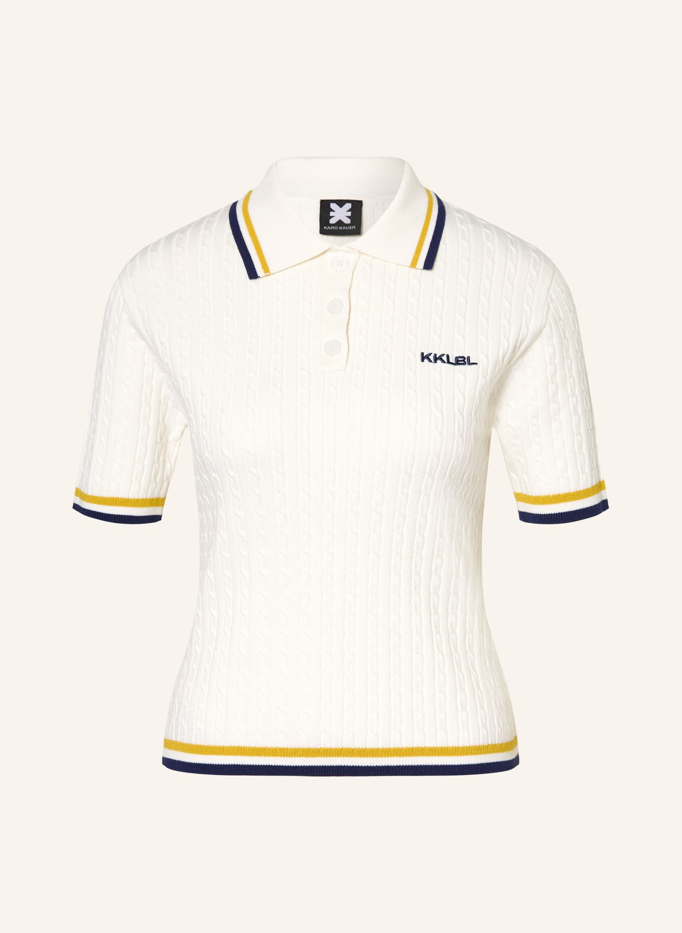 KARO KAUER Polo en maille: CRÈME / JAUNE FONCÉ / BLEU FONCÉ