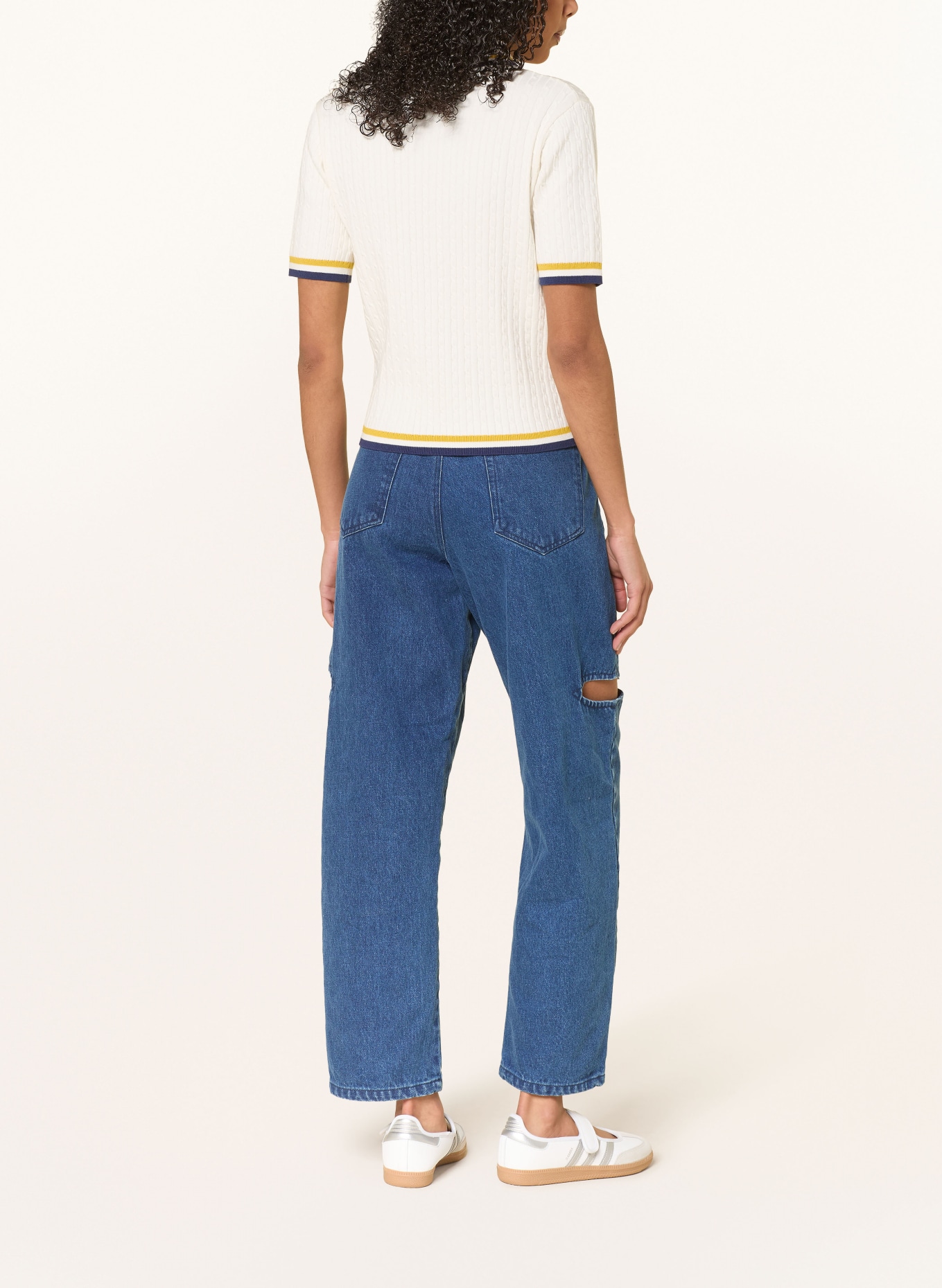 KARO KAUER Polo en maille: CRÈME / JAUNE FONCÉ / BLEU FONCÉ