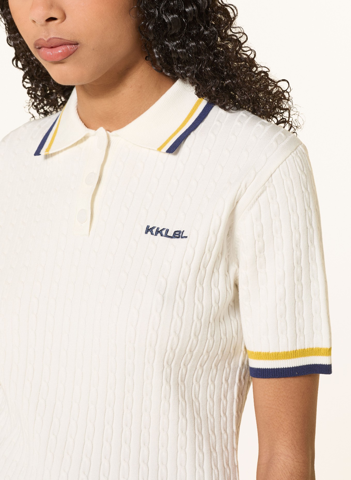 KARO KAUER Polo en maille: CRÈME / JAUNE FONCÉ / BLEU FONCÉ