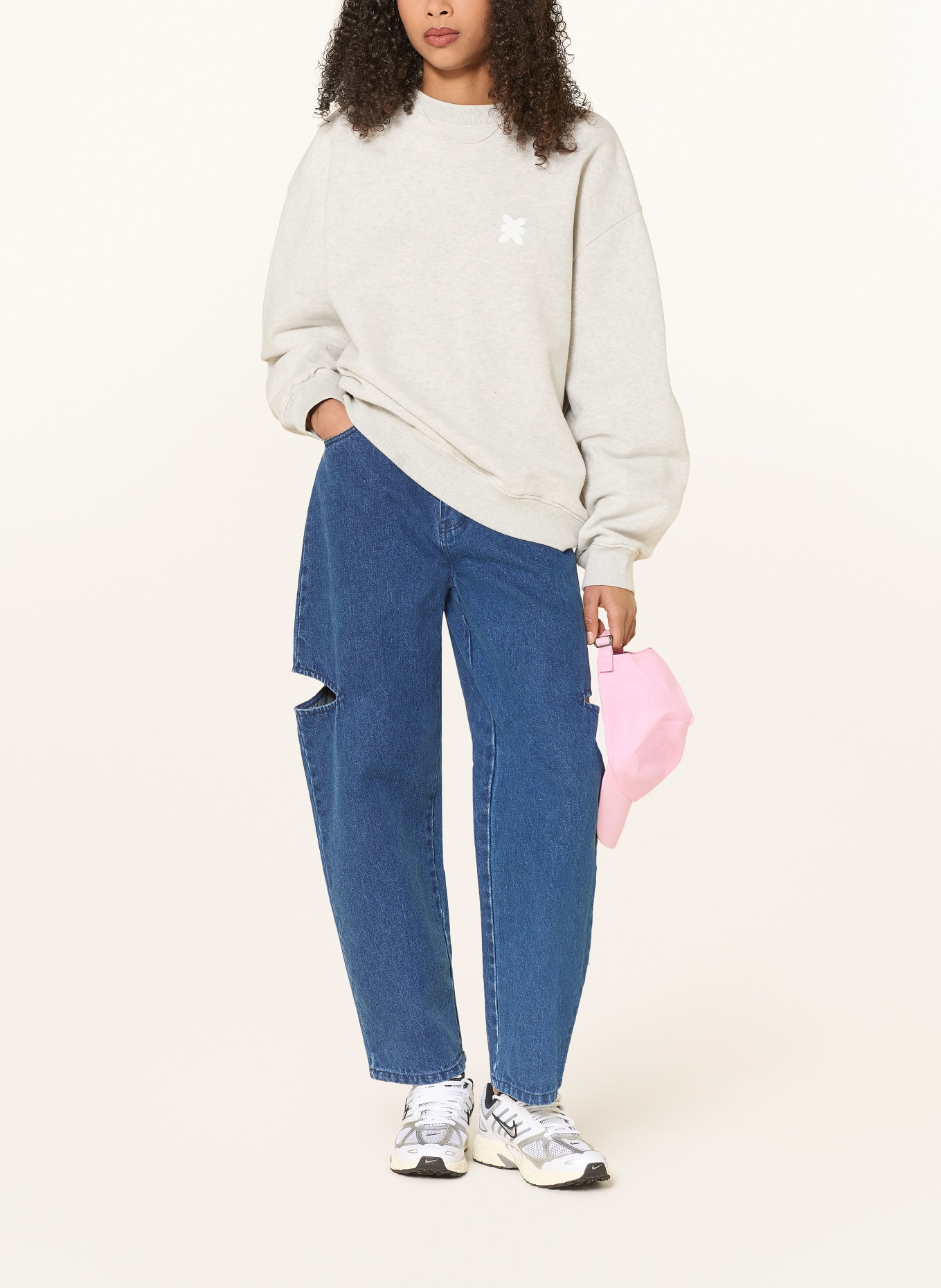 KARO KAUER sweatshirt: LIGHT GRAY / WHITE