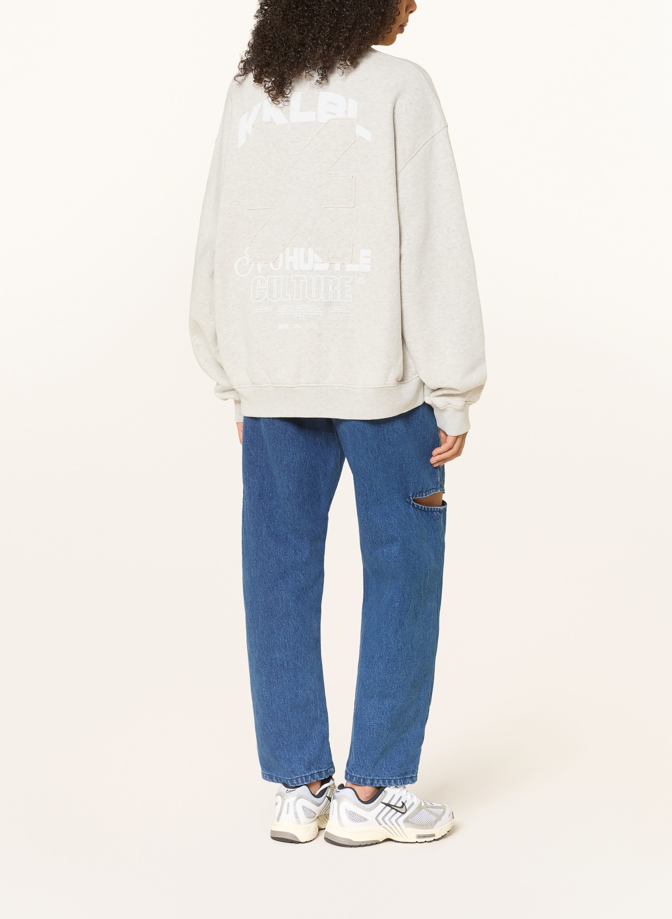 KARO KAUER sweatshirt: LIGHT GRAY / WHITE