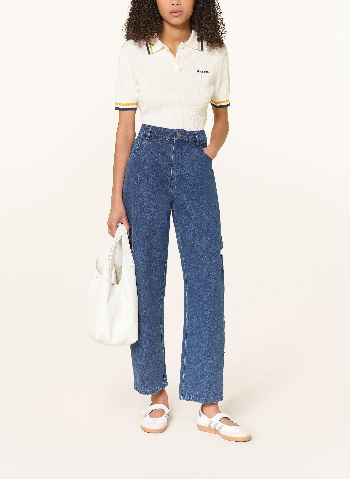 KARO KAUER Jean large à découpes: 500 BLUE