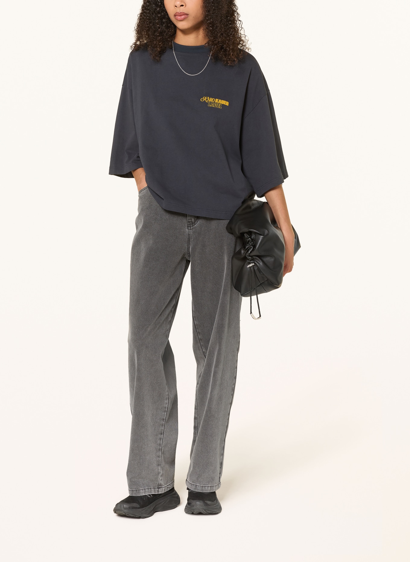 KARO KAUER Cropped-Shirt: DUNKELBLAU / DUNKELGELB