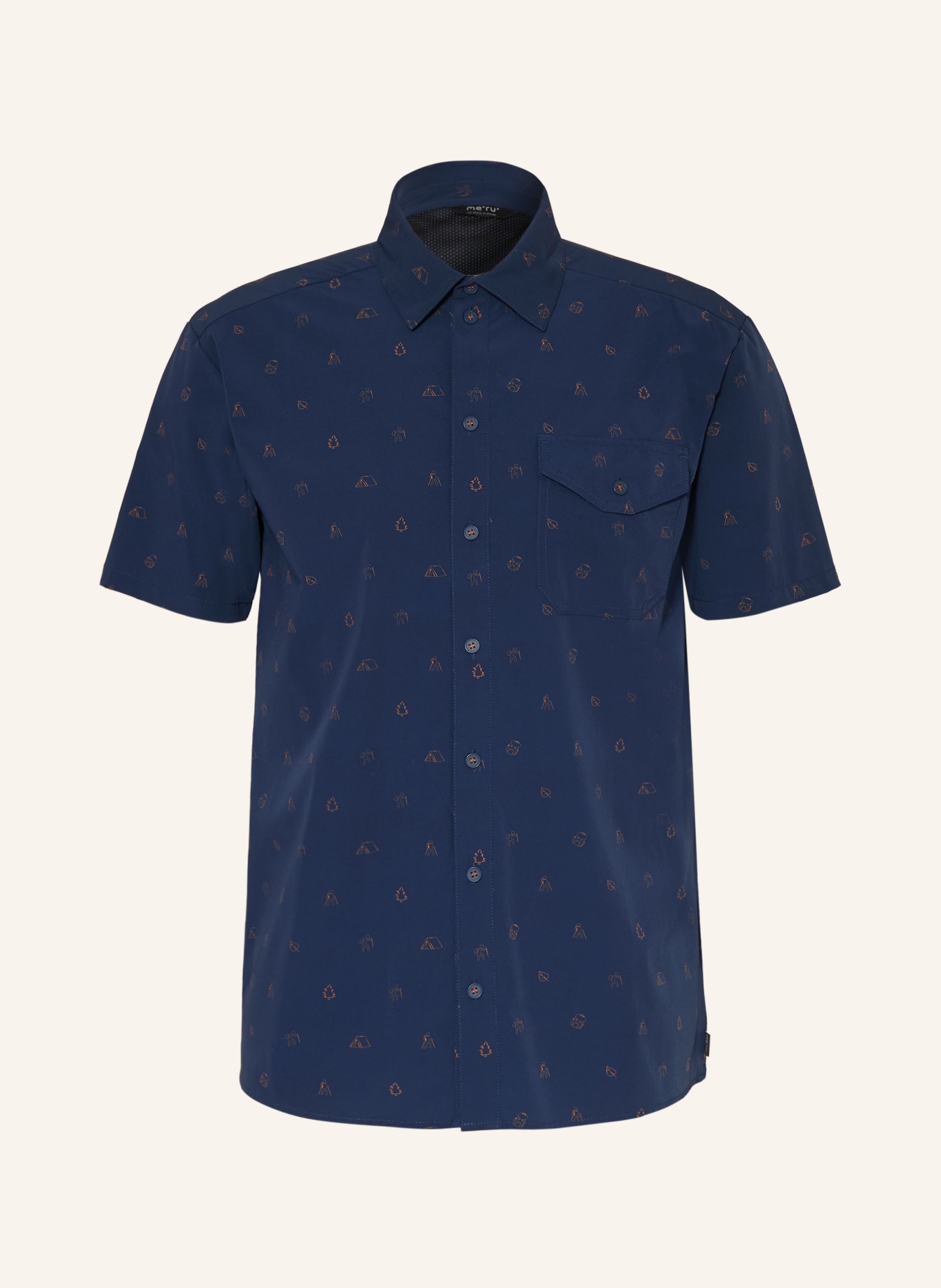 me°ru' Chemise outdoor LAHAN: BLEU FONCÉ / MARRON