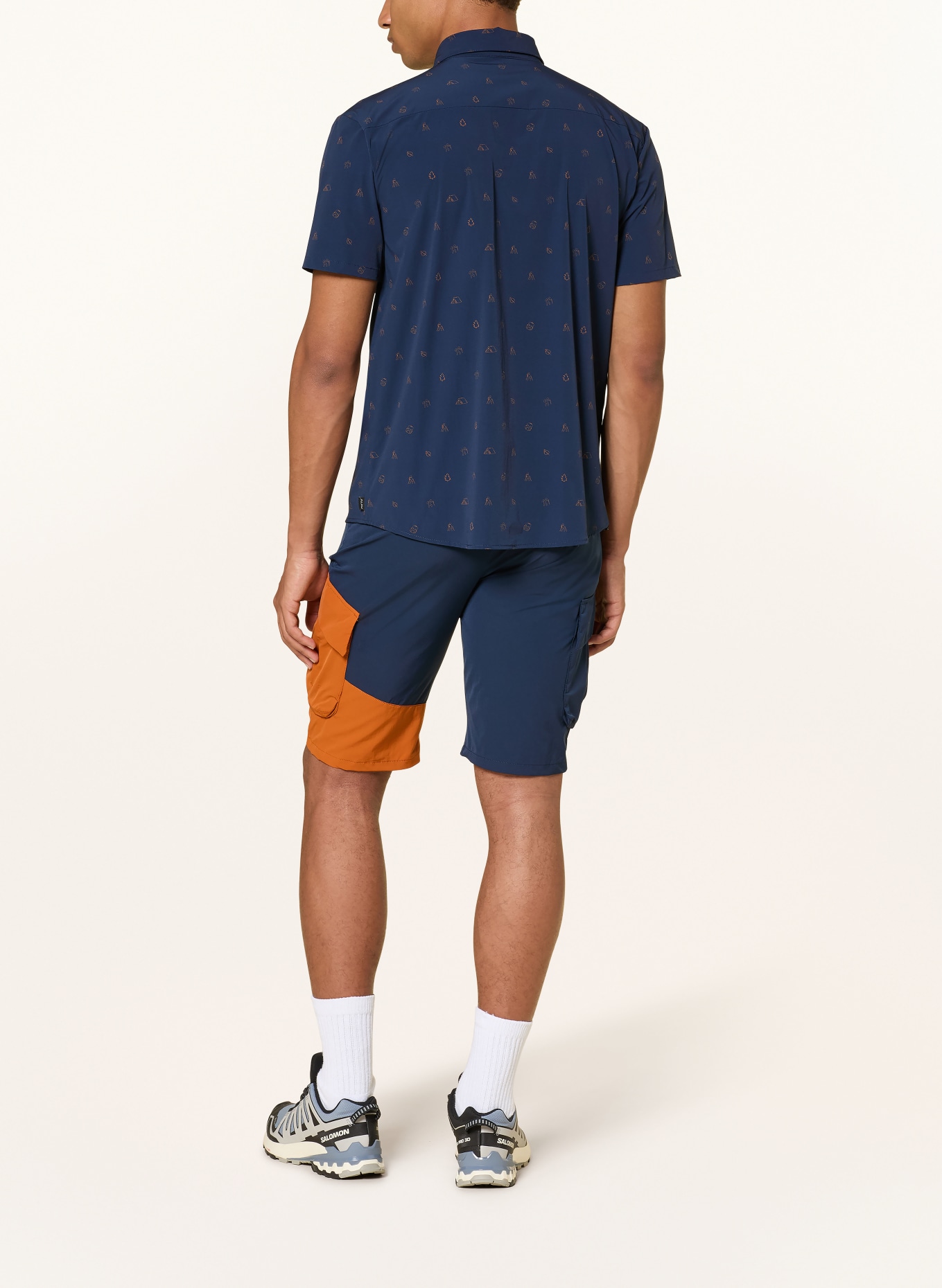 me°ru' Chemise outdoor LAHAN: BLEU FONCÉ / MARRON