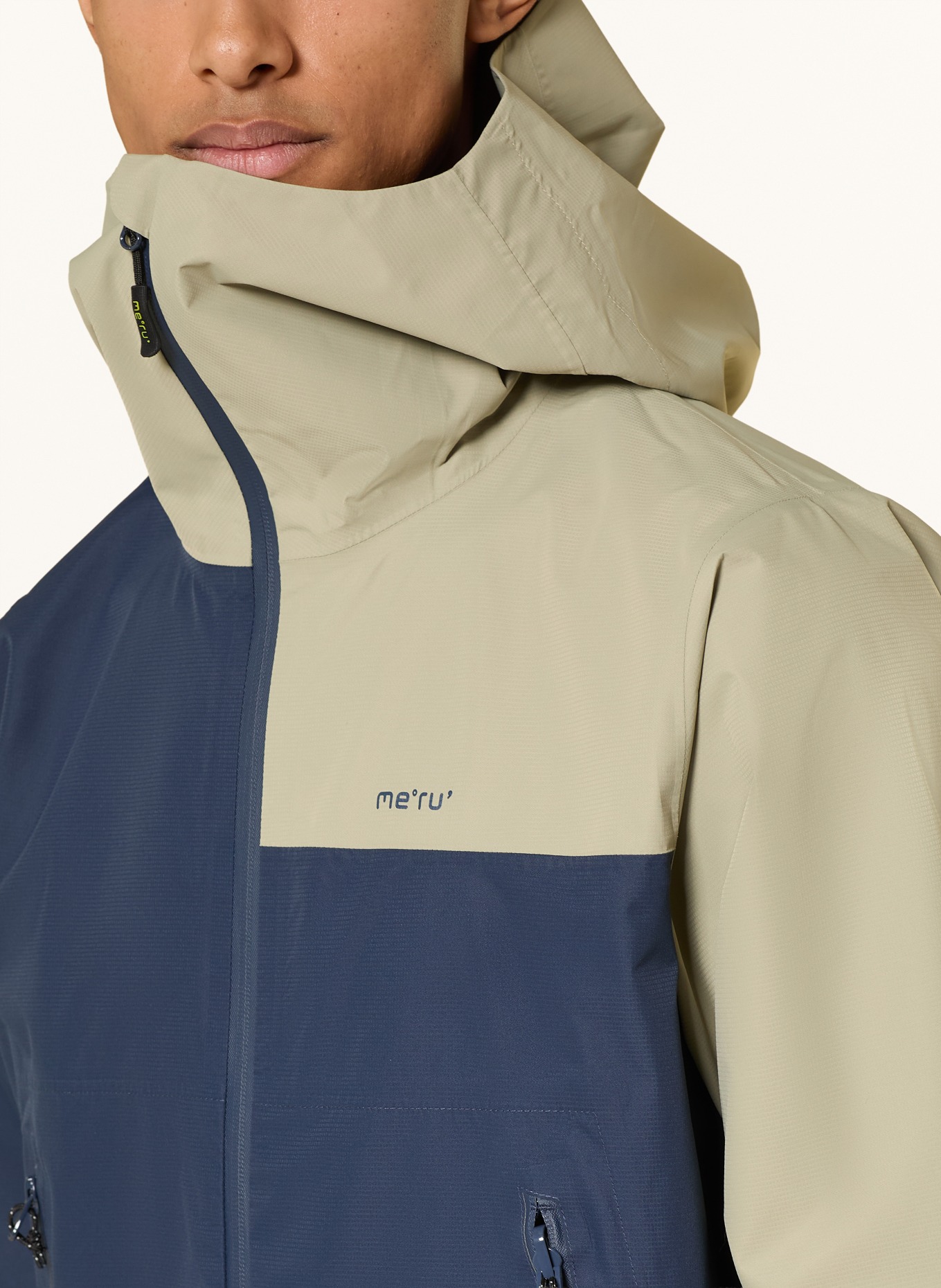 me°ru' Hardshell-Jacke POKHARA: DUNKELBLAU / BEIGE
