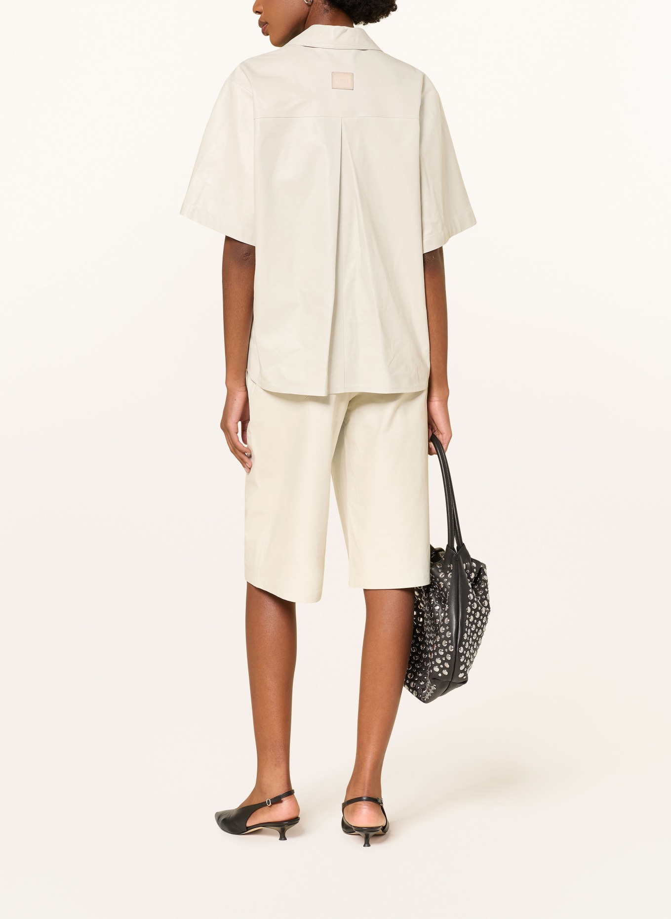 HAIKURE Leder-Bermudas NEW BECKY WRINCLED: CREME