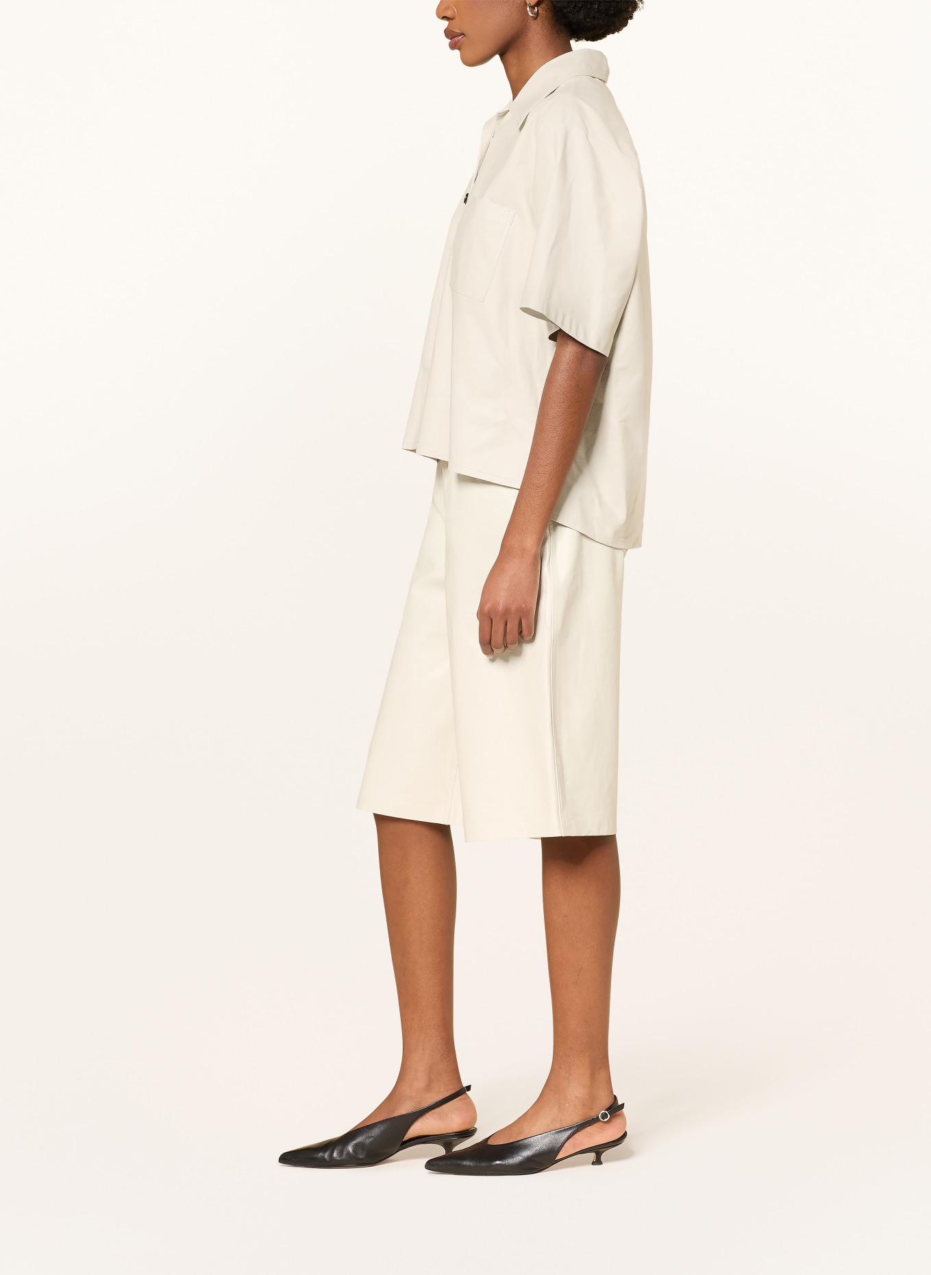 HAIKURE Leder-Bermudas NEW BECKY WRINCLED: CREME