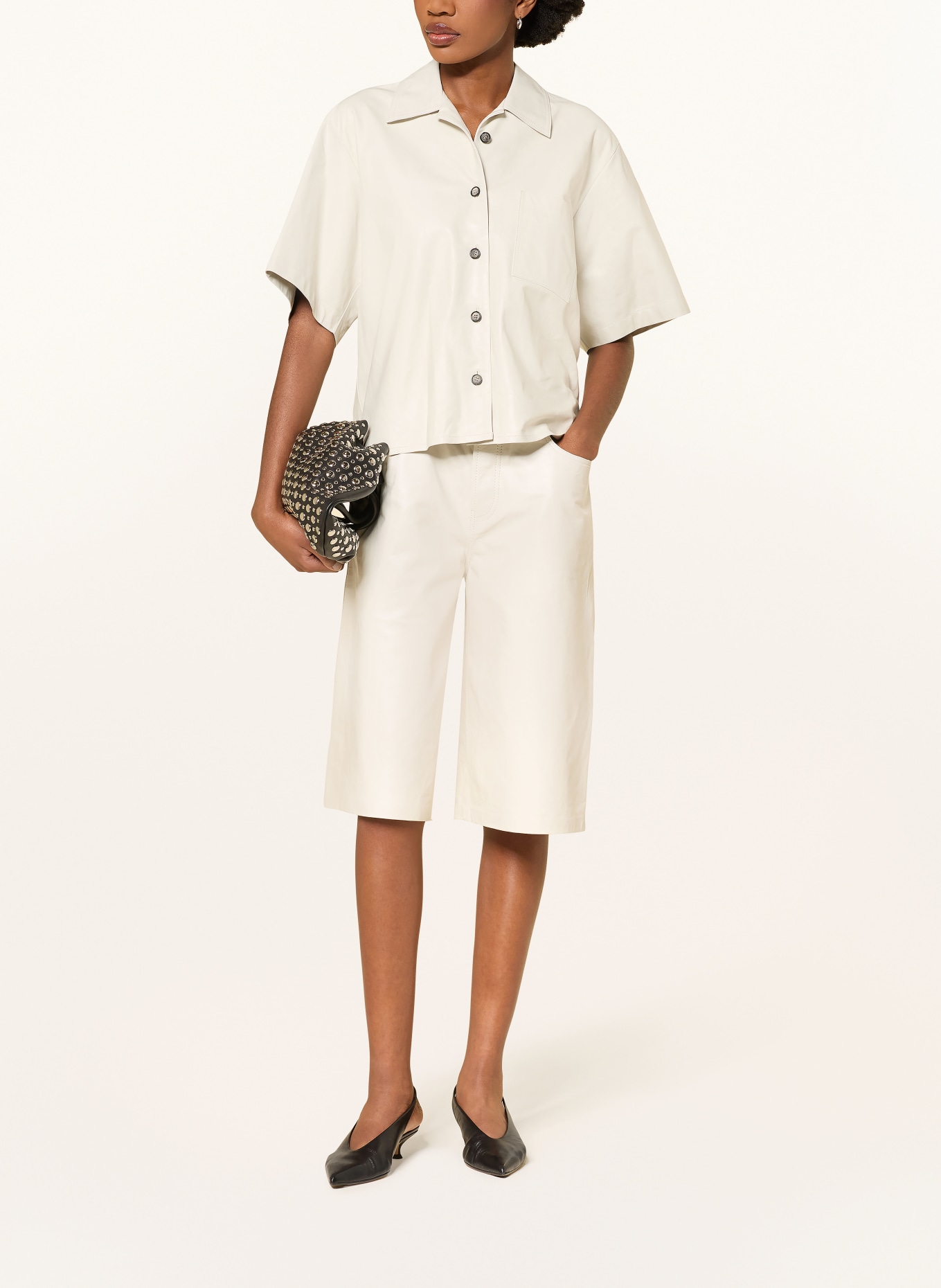 HAIKURE Hemdbluse AVRIL WRINCLED aus Leder: CREME