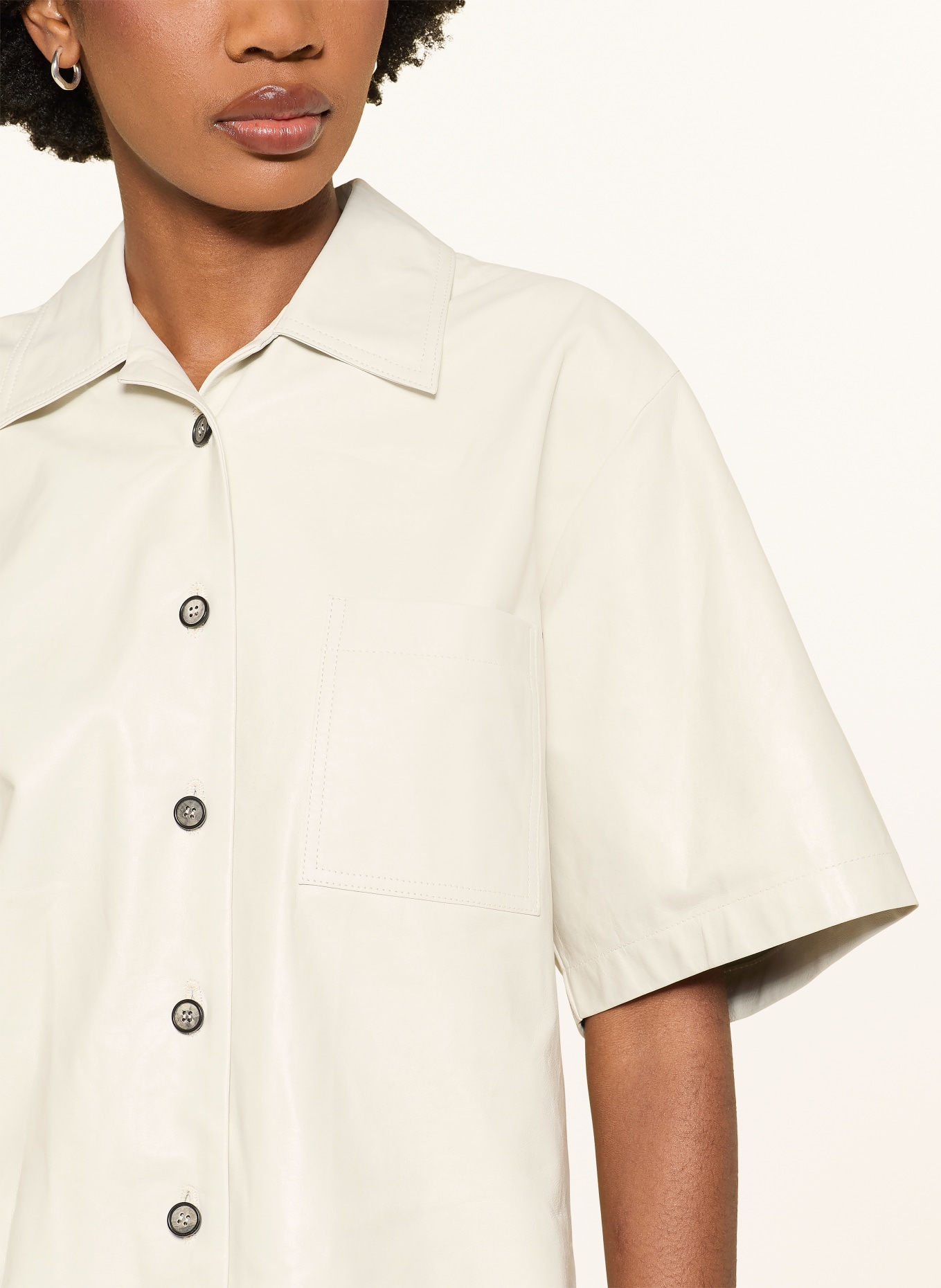 HAIKURE Hemdbluse AVRIL WRINCLED aus Leder: CREME