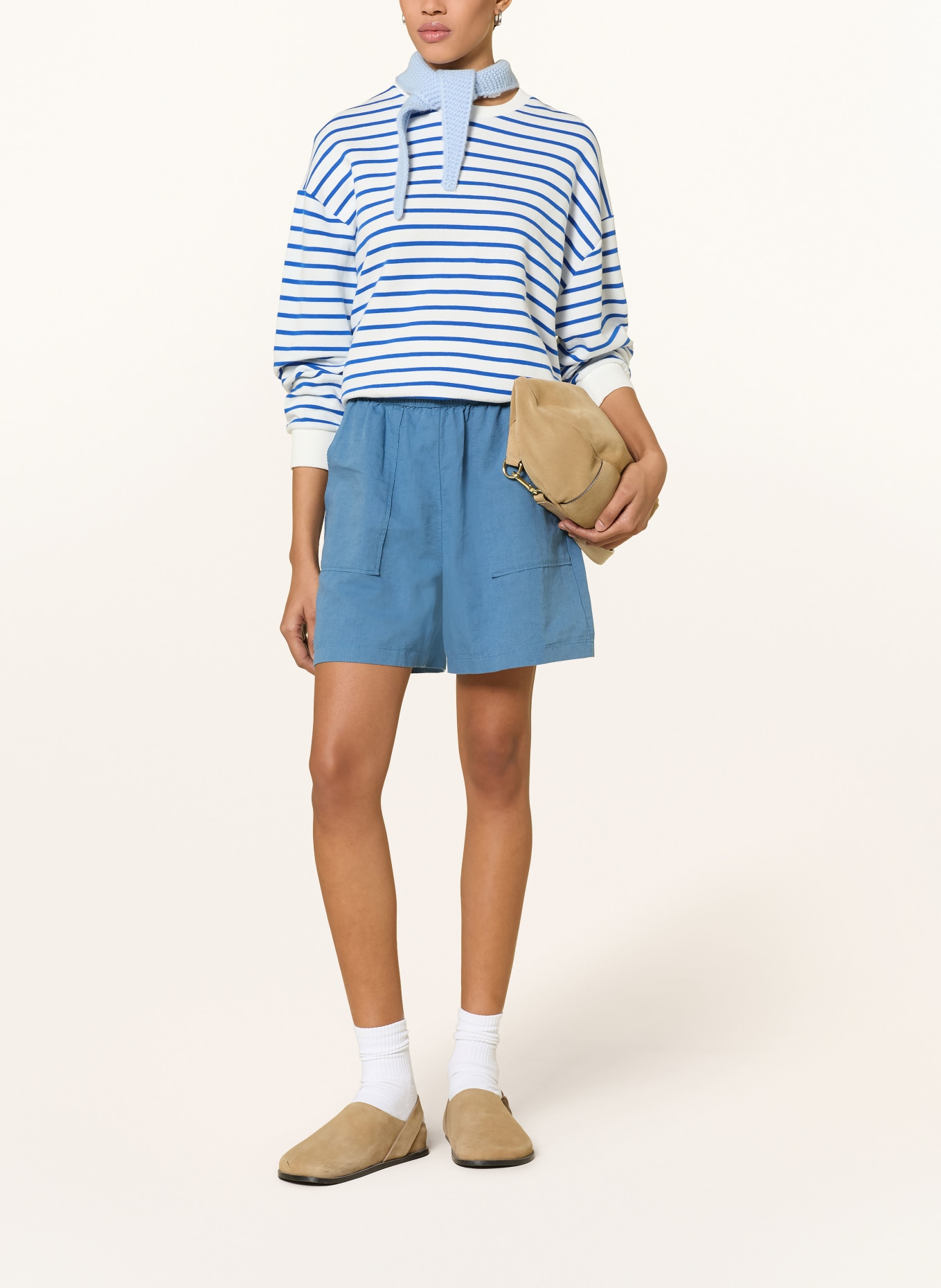 Marc O'Polo DENIM Korte broek van linnen: BLAUW