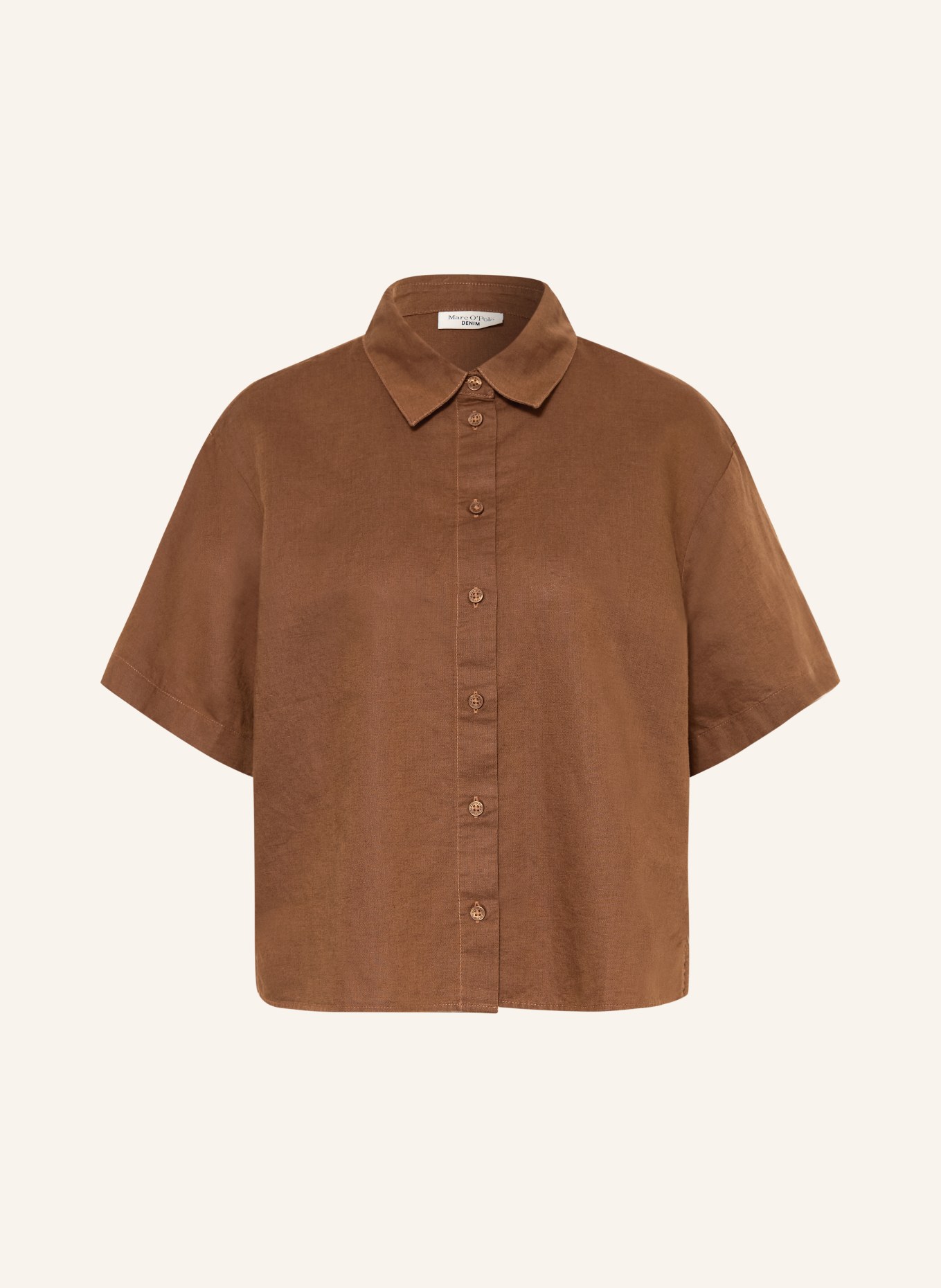 Marc O'Polo DENIM Hemdbluse mit Leinen: BRAUN