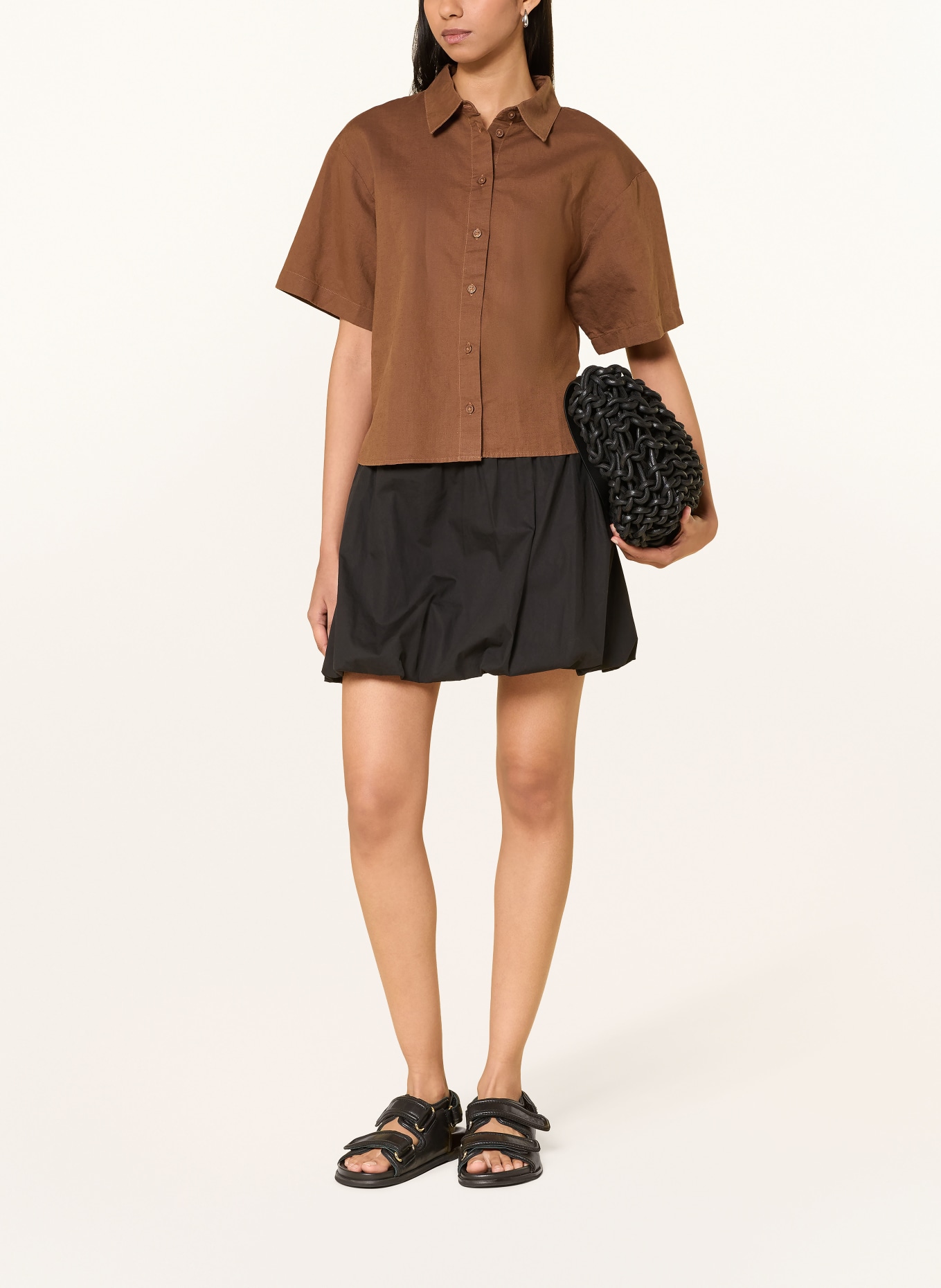 Marc O'Polo DENIM Hemdbluse mit Leinen: BRAUN