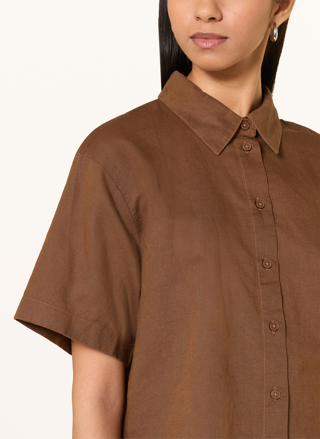 Marc O'Polo DENIM Hemdbluse mit Leinen: BRAUN