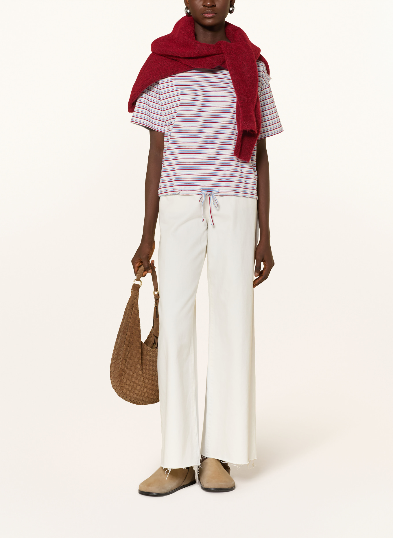 Marc O'Polo DENIM koszulka: CIEMNOCZERWONY / CIEMNOBRĄZOWY / BIAŁY