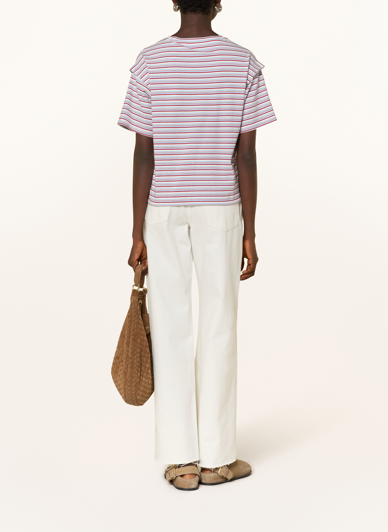 Marc O'Polo DENIM koszulka: CIEMNOCZERWONY / CIEMNOBRĄZOWY / BIAŁY