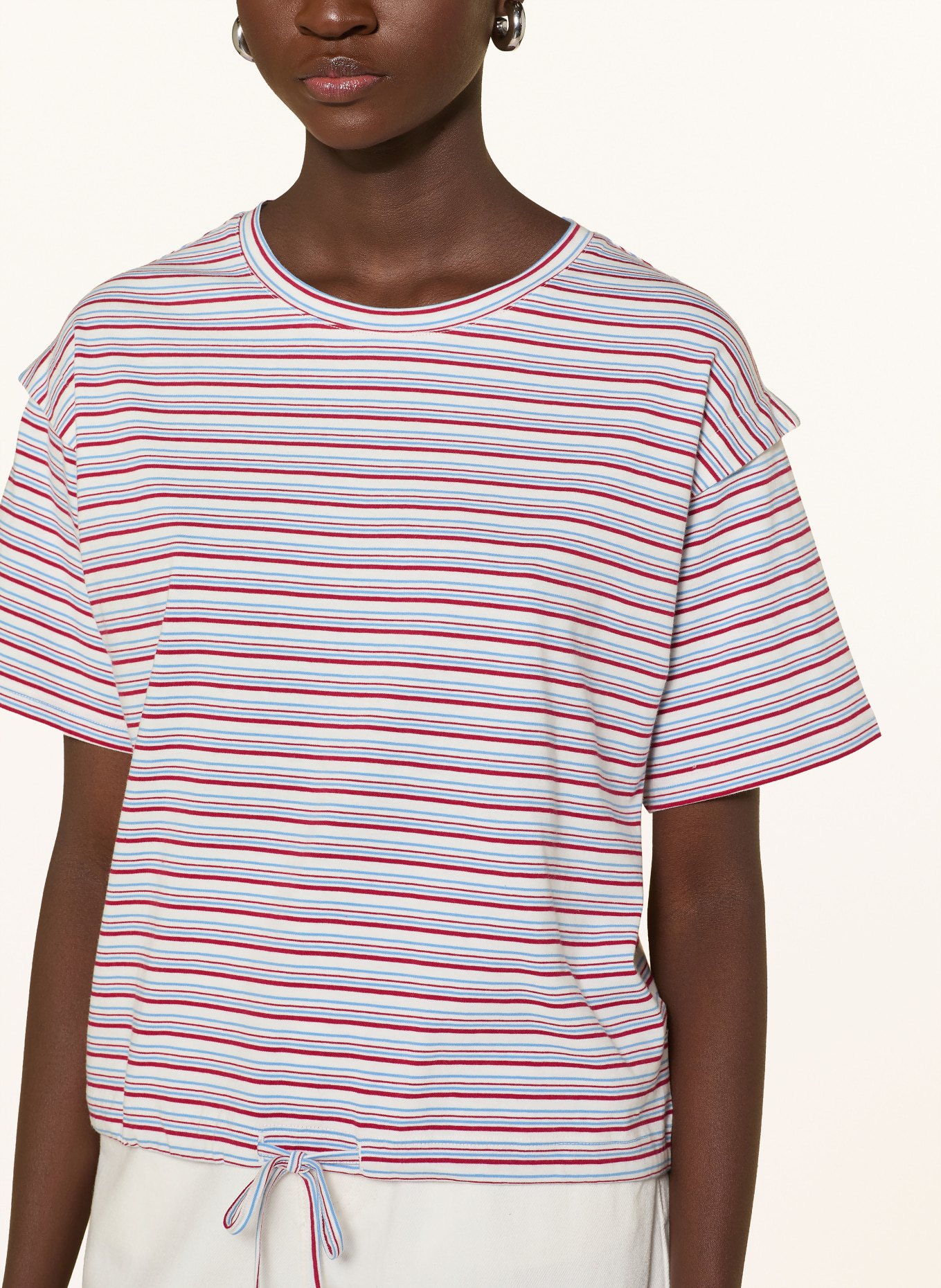 Marc O'Polo DENIM koszulka: CIEMNOCZERWONY / CIEMNOBRĄZOWY / BIAŁY