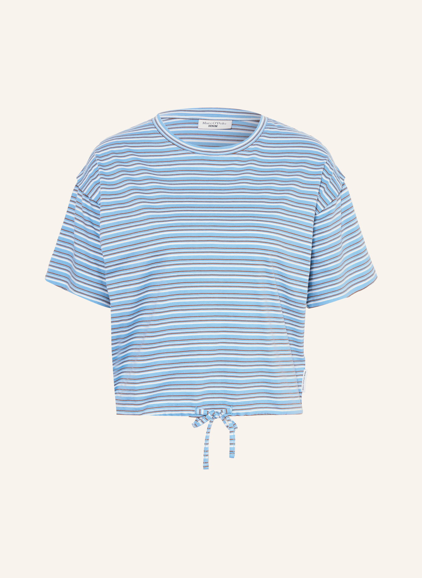 Marc O'Polo DENIM T-shirt: LIGHT BLUE / DARK BROWN / WHITE