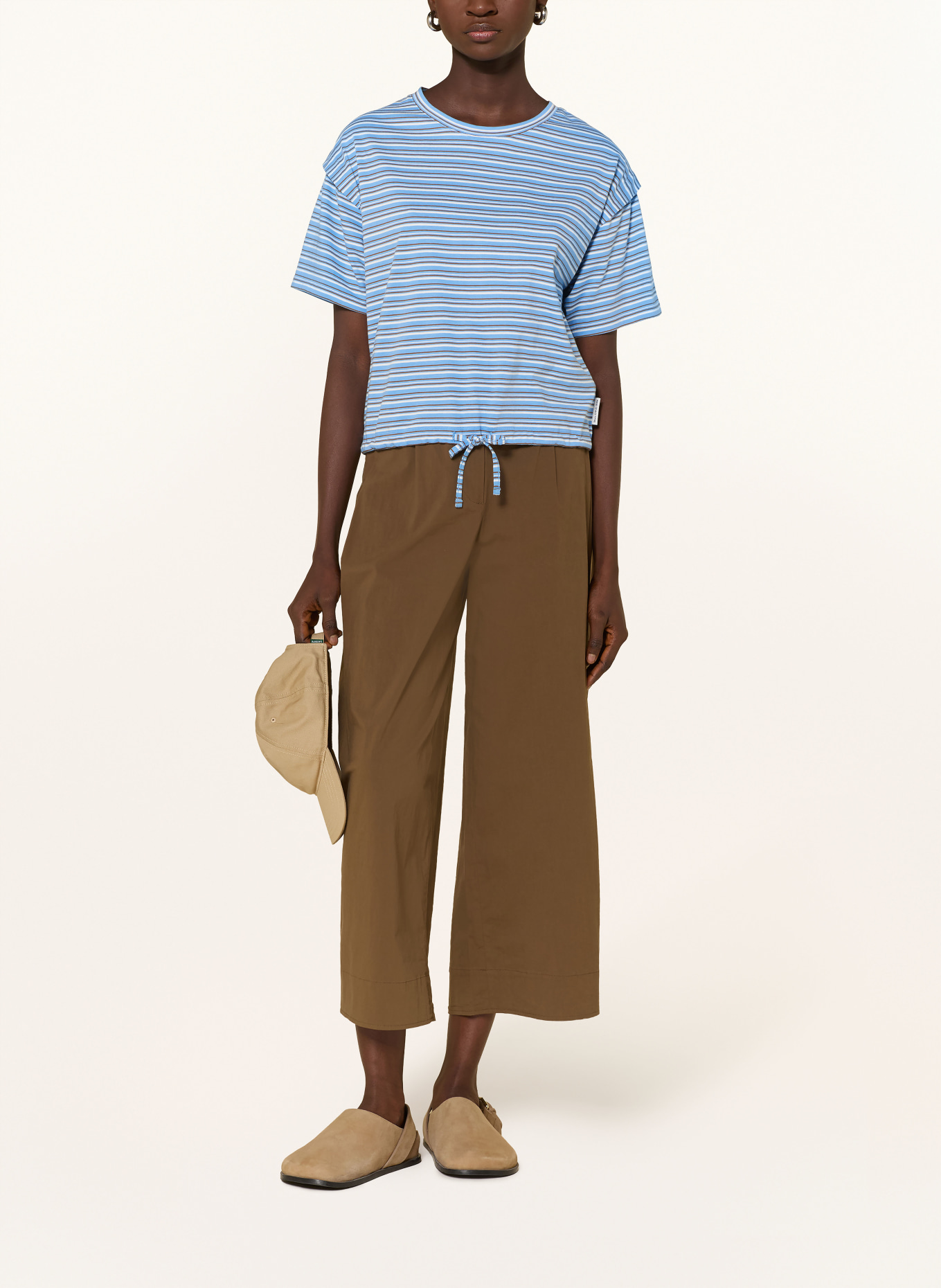 Marc O'Polo DENIM T-shirt: LIGHT BLUE / DARK BROWN / WHITE