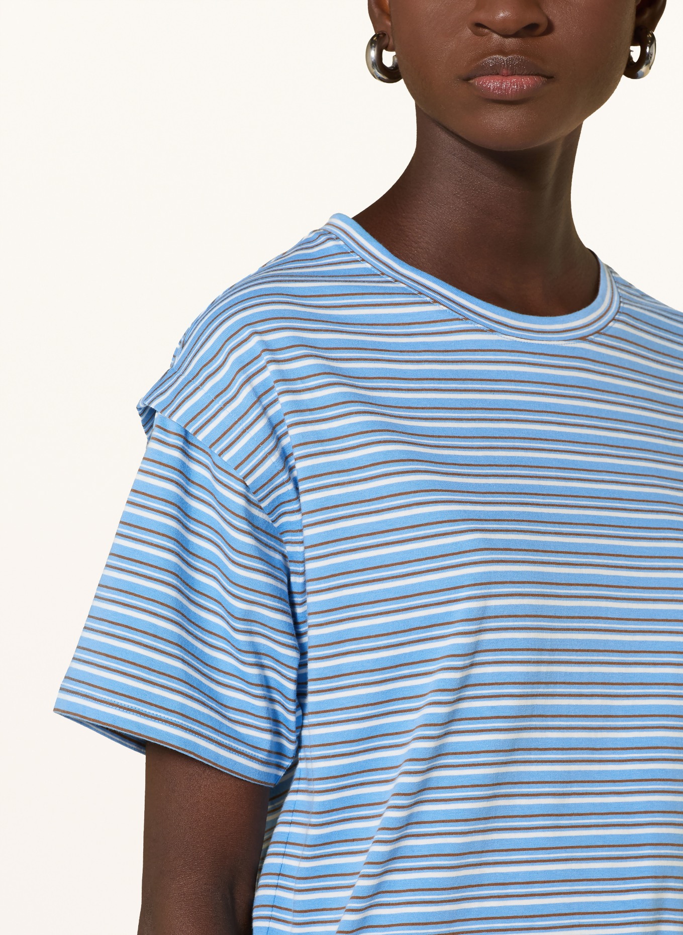 Marc O'Polo DENIM T-shirt: LIGHT BLUE / DARK BROWN / WHITE