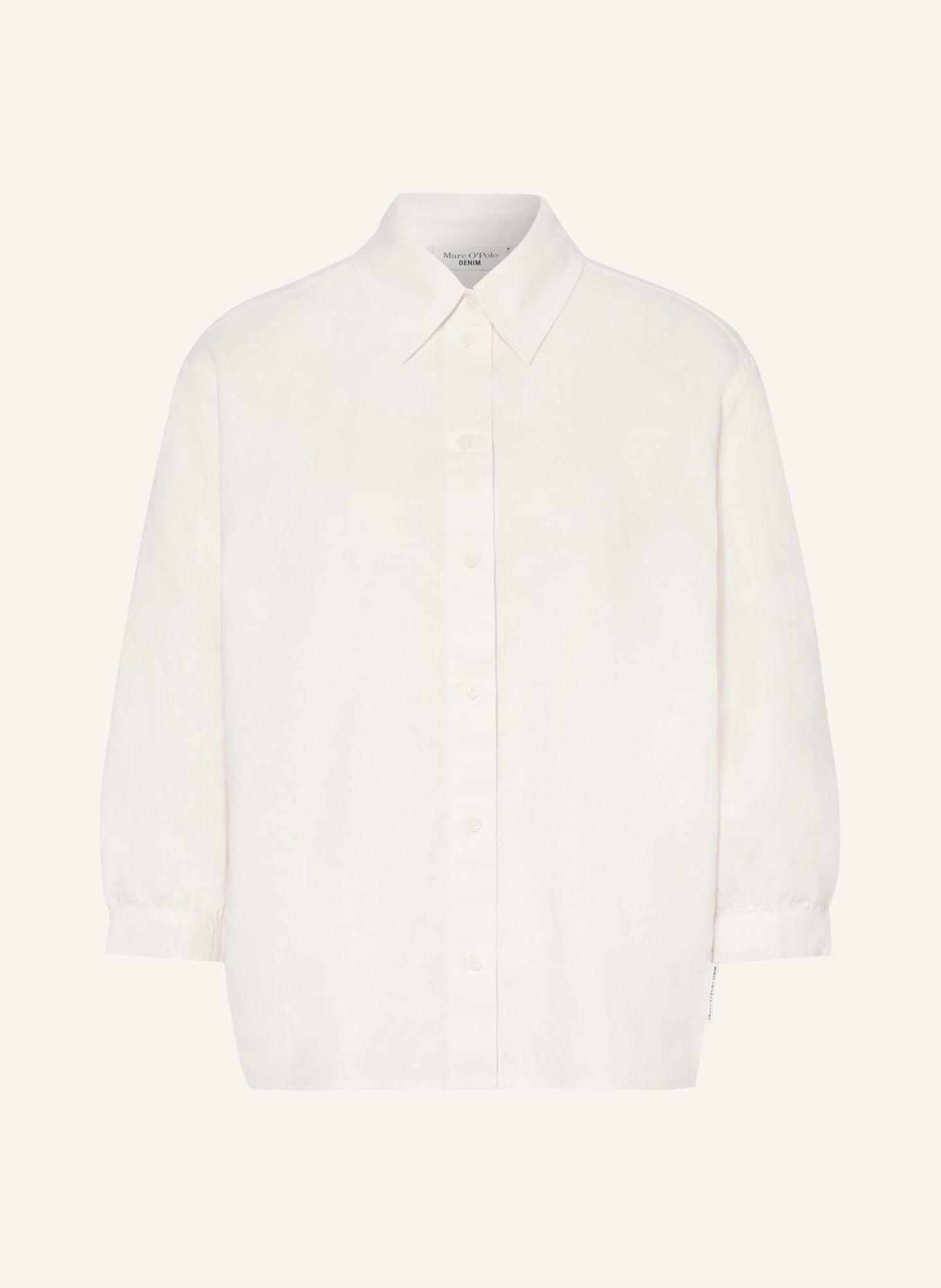 Marc O'Polo DENIM Shirt blouse with linen and 3/4 sleeves: WHITE