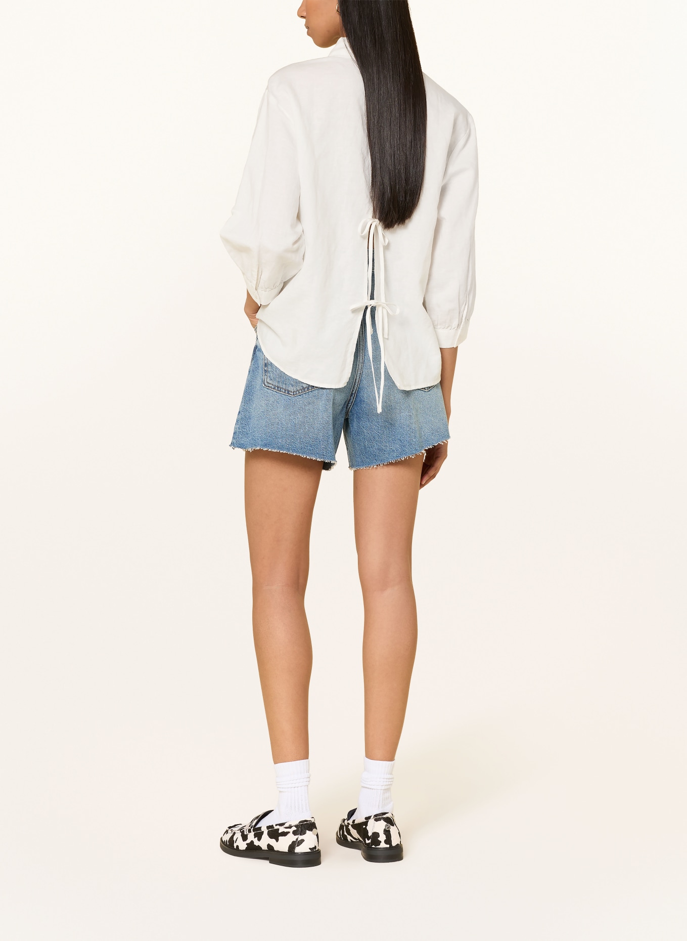 Marc O'Polo DENIM Shirt blouse with linen and 3/4 sleeves: WHITE