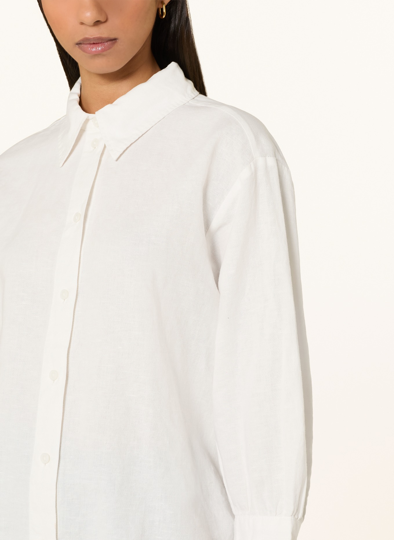 Marc O'Polo DENIM Shirt blouse with linen and 3/4 sleeves: WHITE