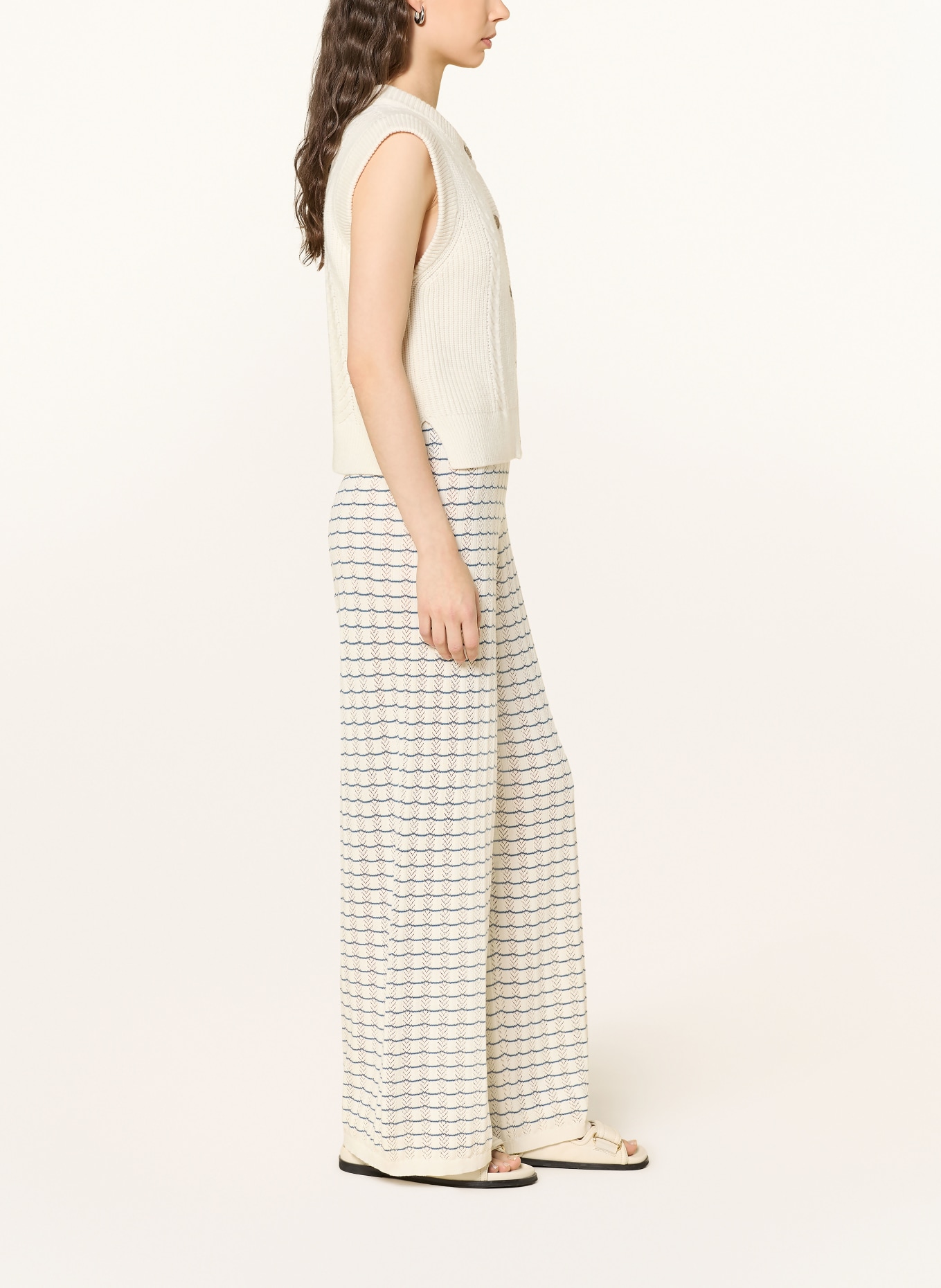 Marc O'Polo DENIM gebreide broek: WIT / PETROL