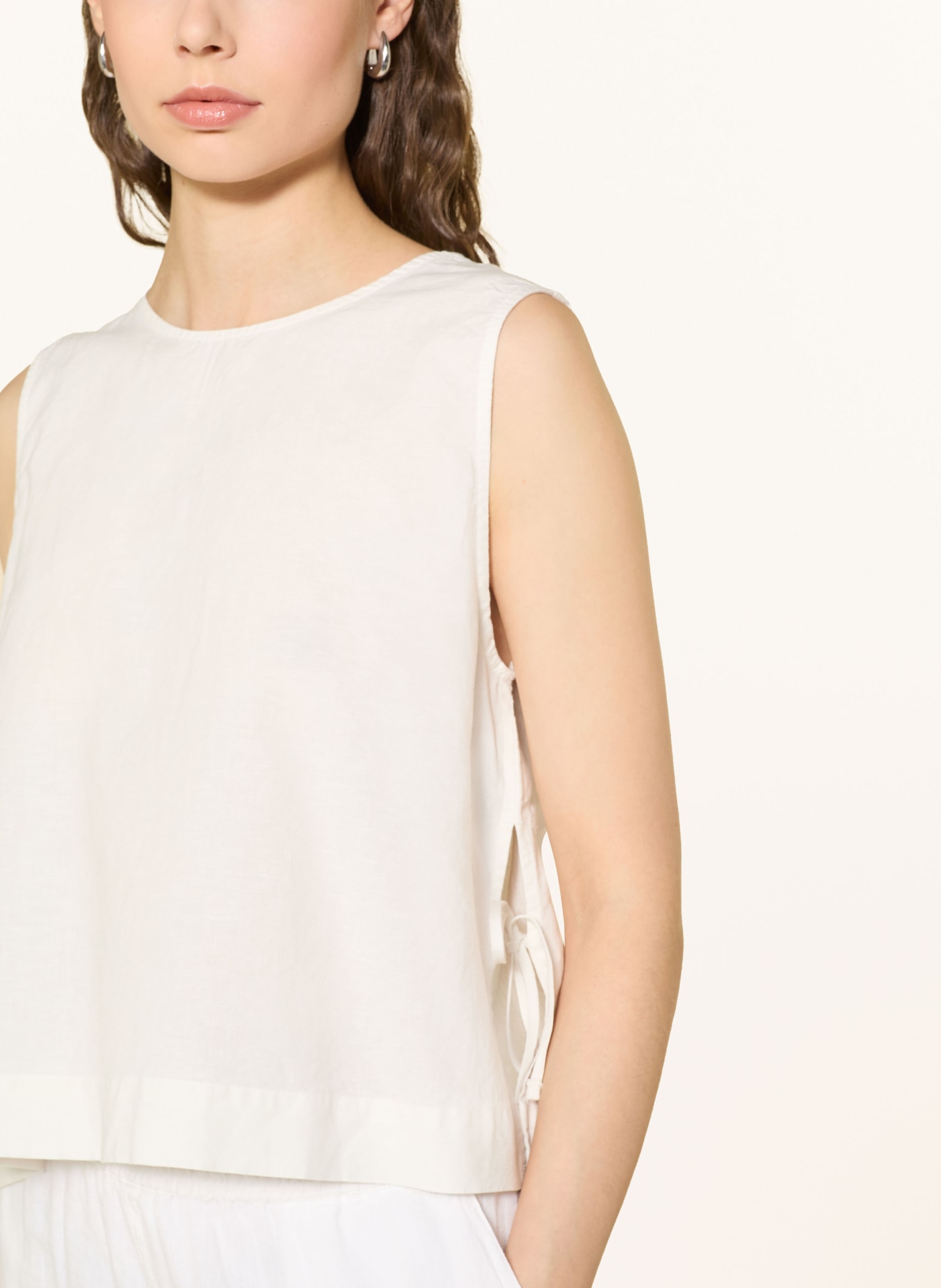 Marc O'Polo DENIM Blusentop mit Leinen: WEISS