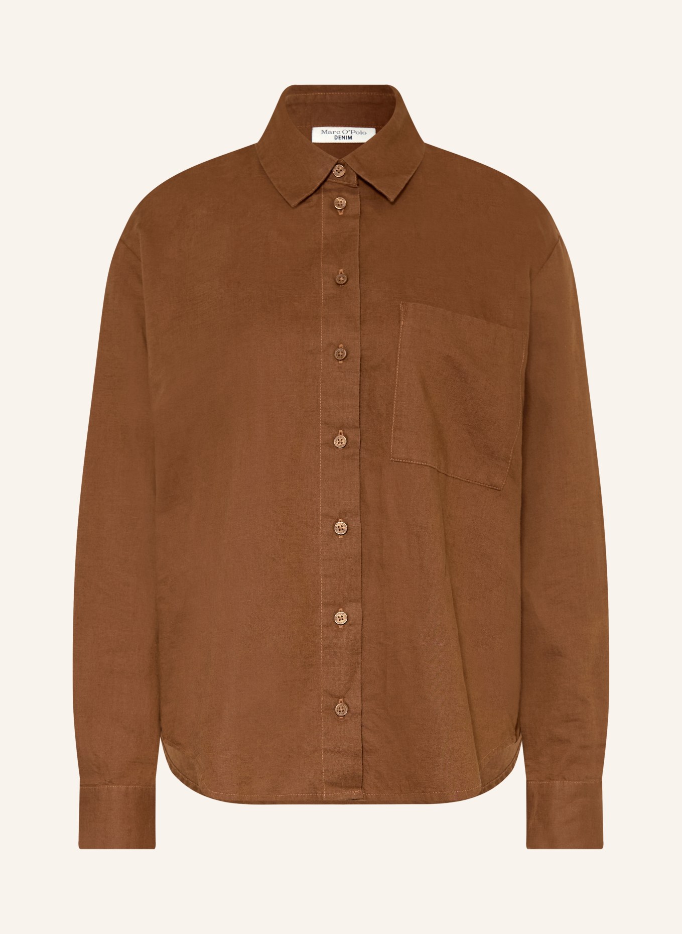Marc O'Polo DENIM Hemdbluse mit Leinen: BRAUN
