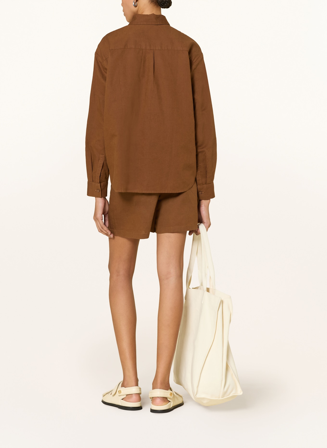 Marc O'Polo DENIM Hemdbluse mit Leinen: BRAUN