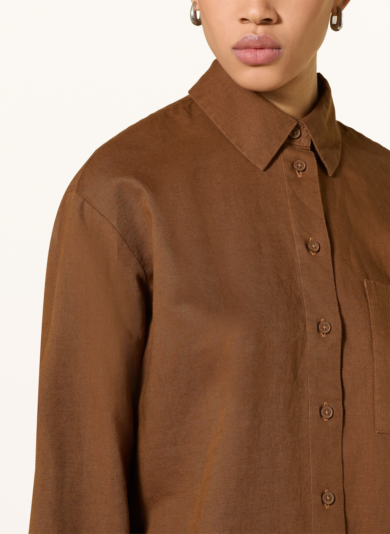 Marc O'Polo DENIM Hemdbluse mit Leinen: BRAUN