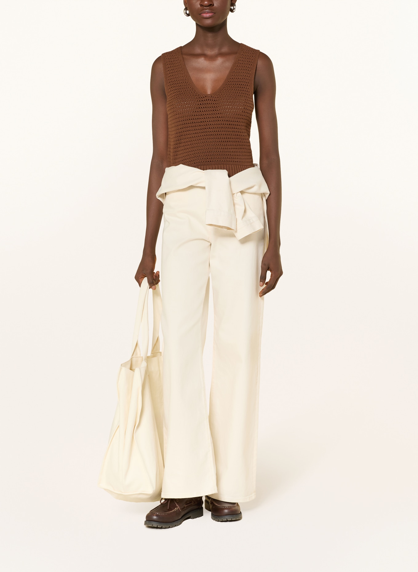 Marc O'Polo DENIM dzianinowy top: BRĄZOWY