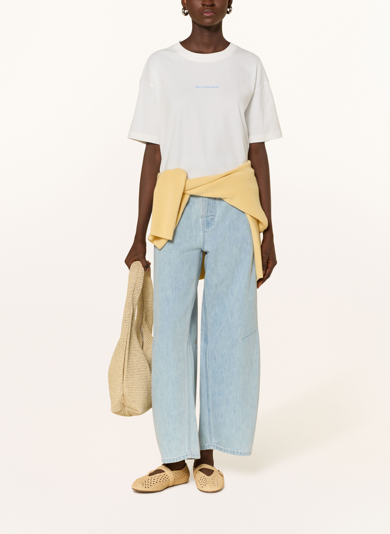 Marc O'Polo DENIM T-shirt: BLANC / JAUNE CLAIR / BLEU CLAIR