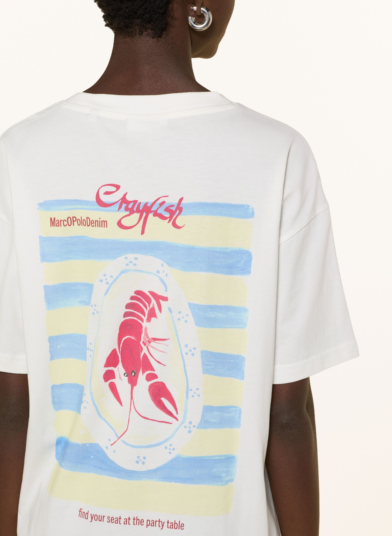 Marc O'Polo DENIM T-shirt: BLANC / JAUNE CLAIR / BLEU CLAIR