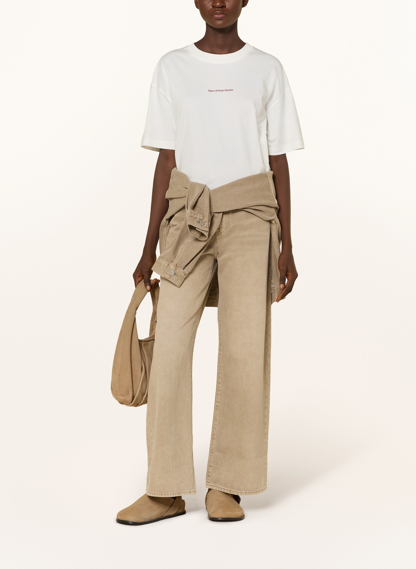 Marc O'Polo DENIM T-shirt: BLANC / MARRON FONCÉ / BLEU