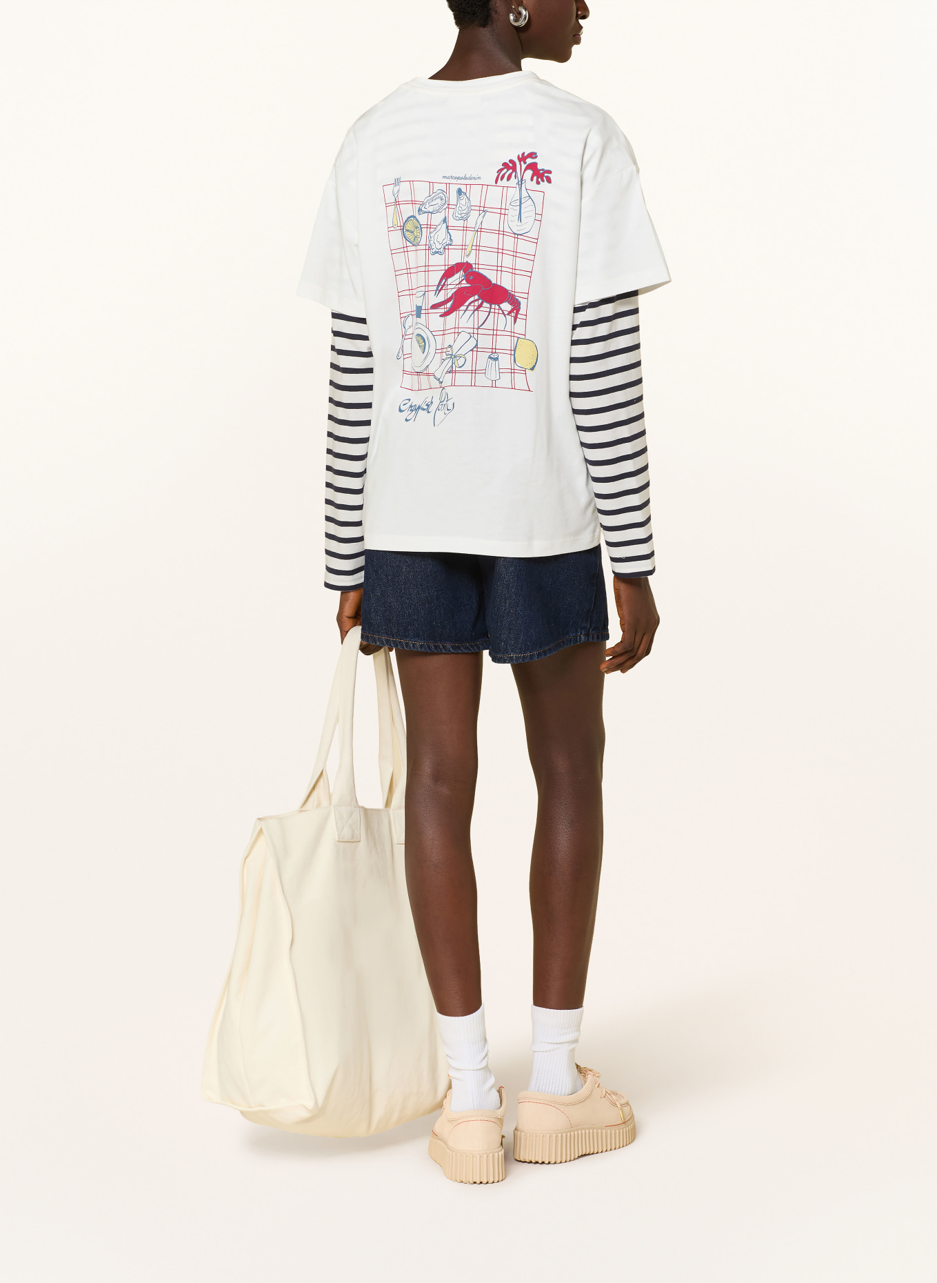 Marc O'Polo DENIM T-Shirt: WEISS / DUNKELROT