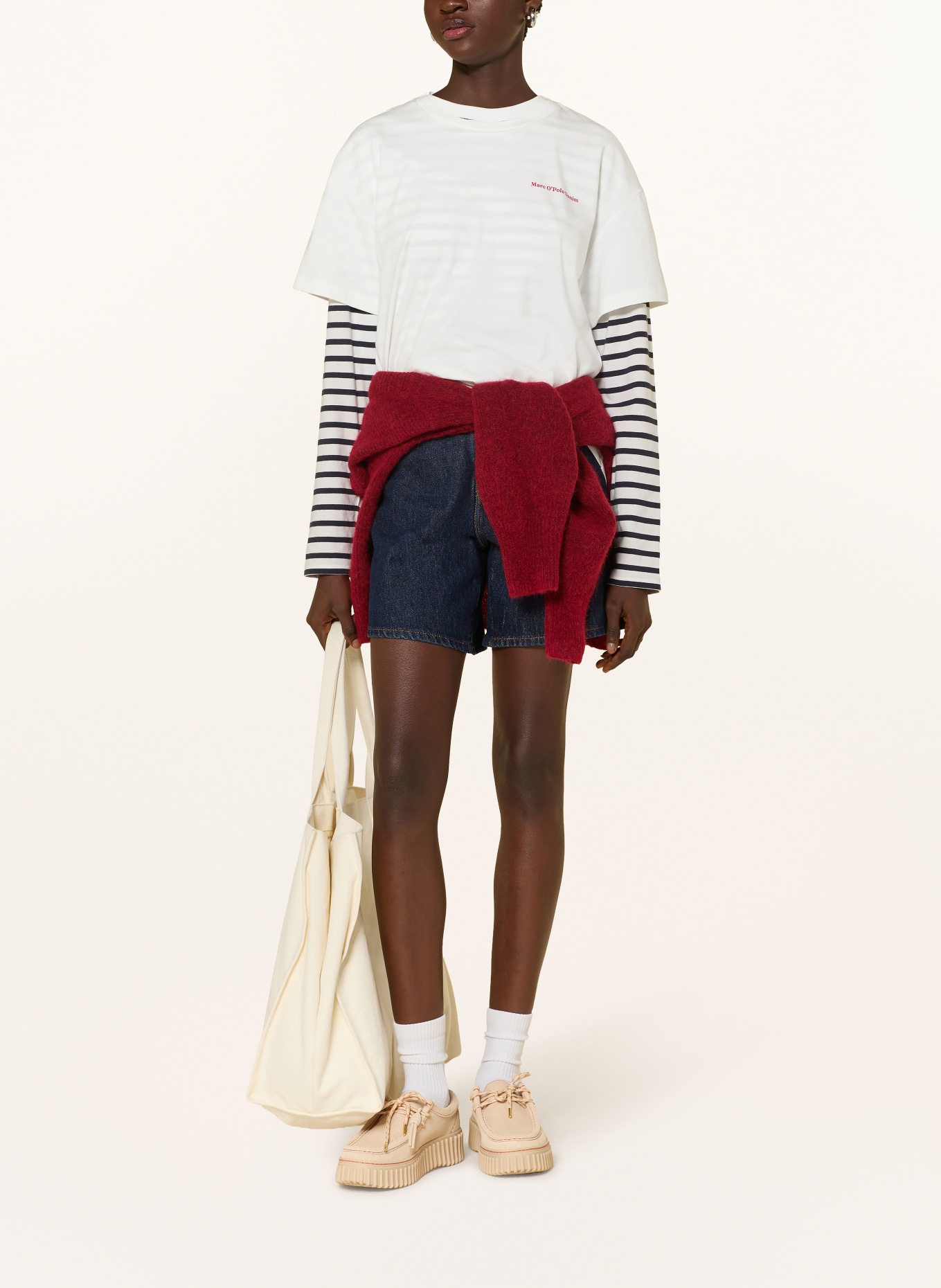 Marc O'Polo DENIM T-Shirt: WEISS / DUNKELROT