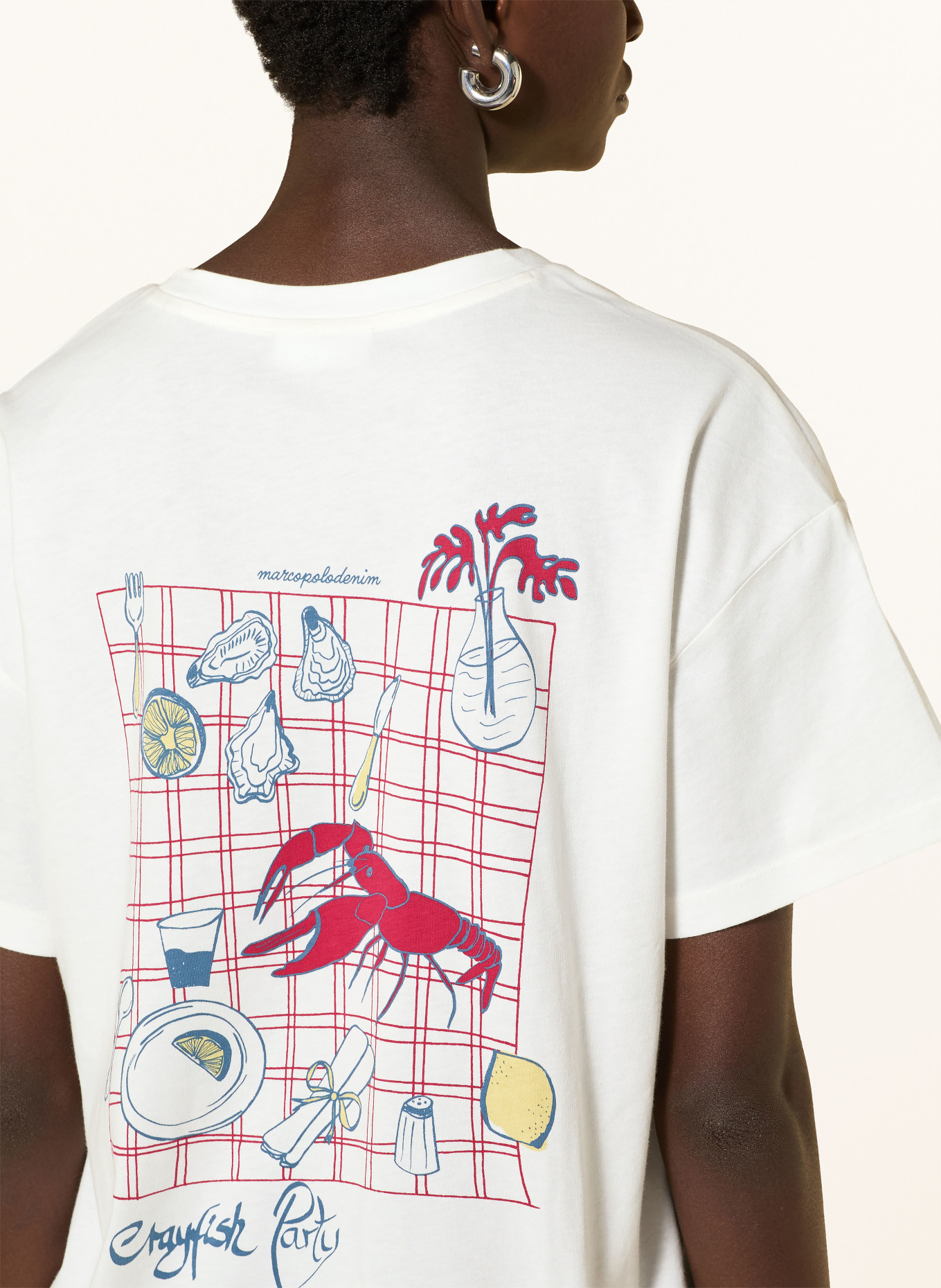 Marc O'Polo DENIM T-Shirt: WEISS / DUNKELROT