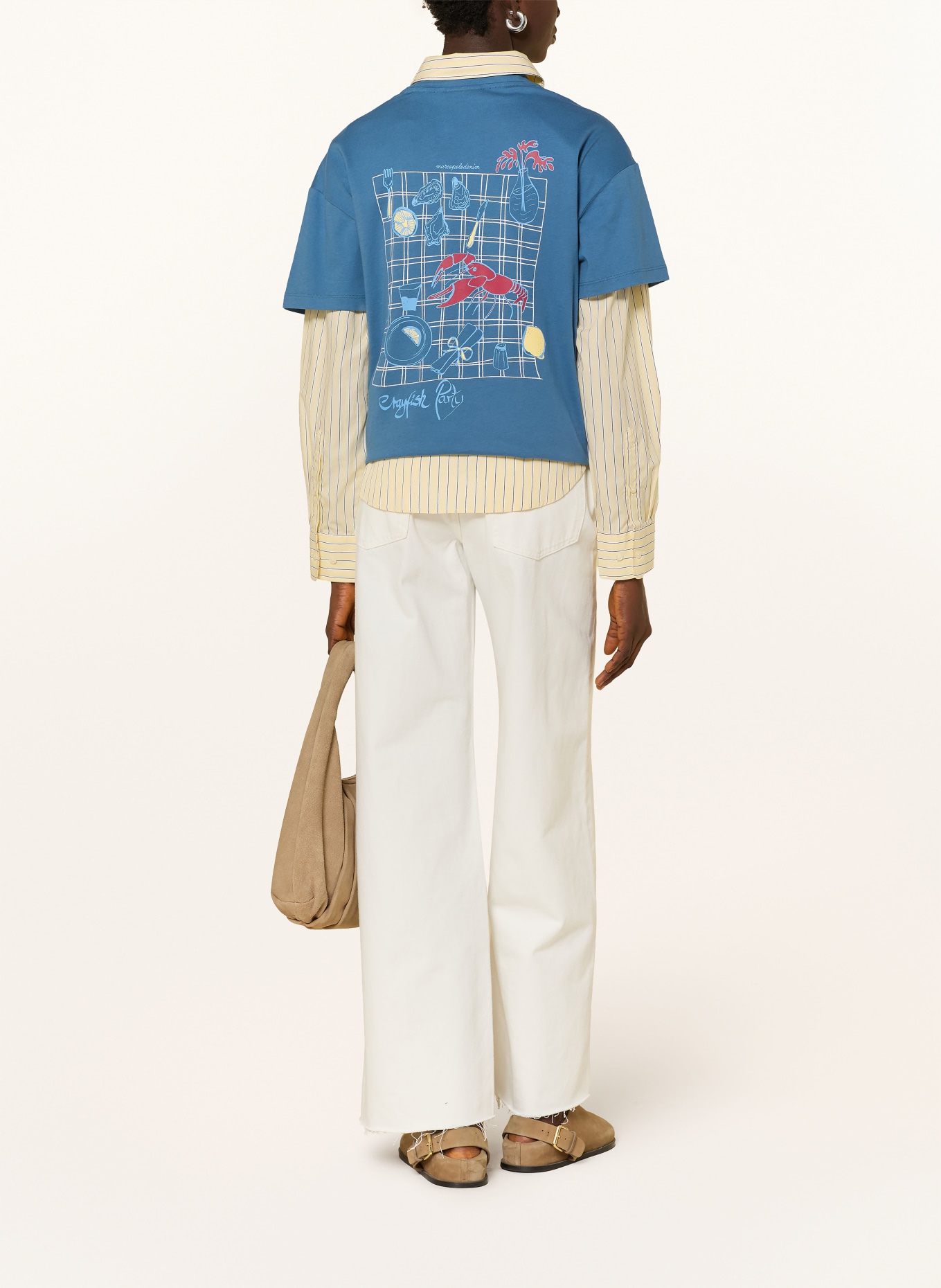 Marc O'Polo DENIM T-Shirt: BLAU / HELLGELB