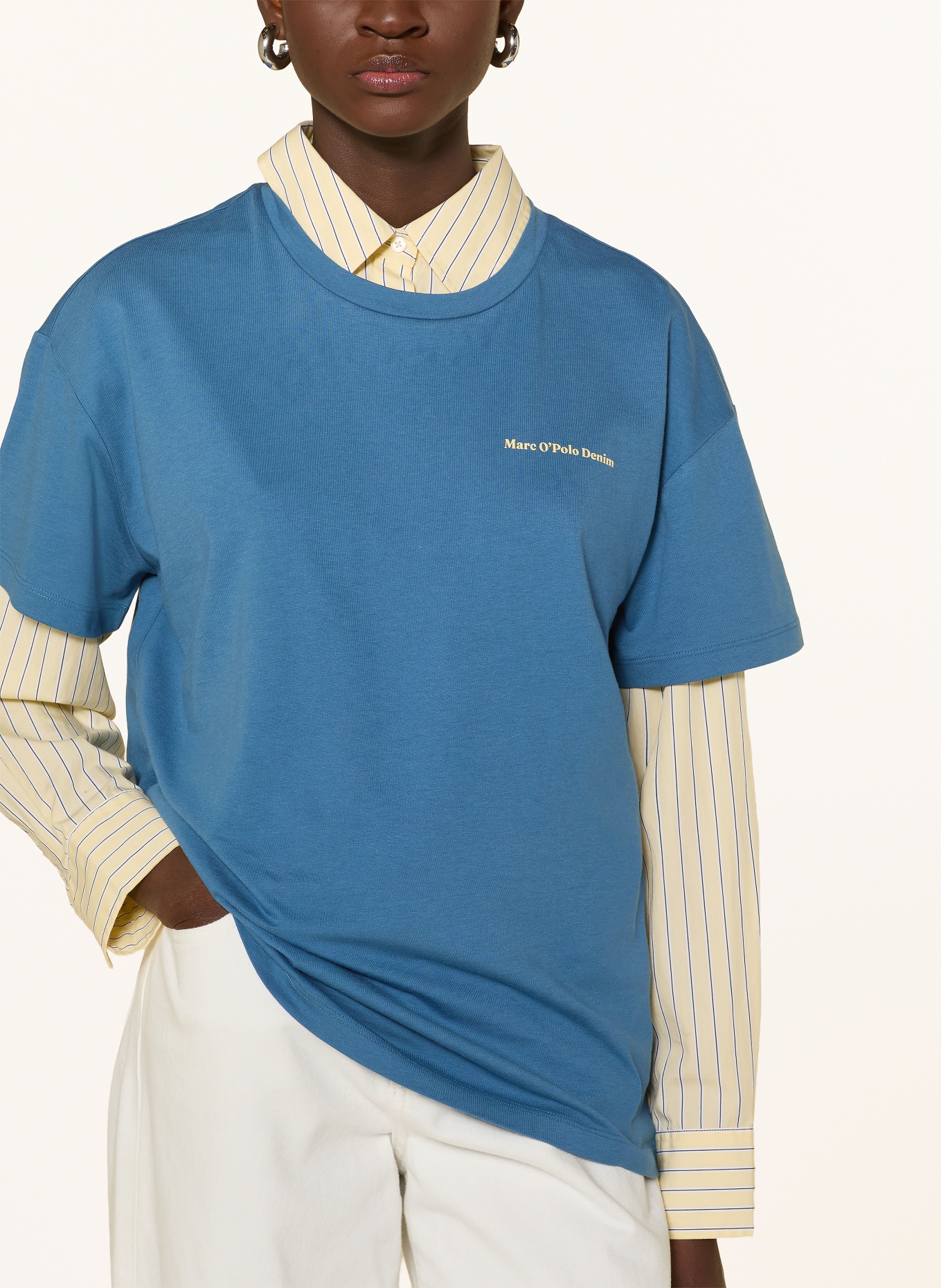 Marc O'Polo DENIM T-Shirt: BLAU / HELLGELB