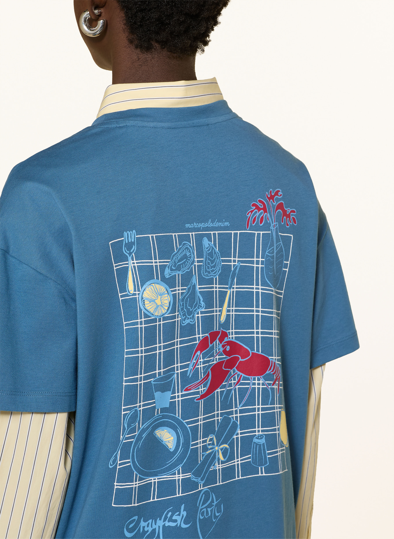 Marc O'Polo DENIM T-Shirt: BLAU / HELLGELB