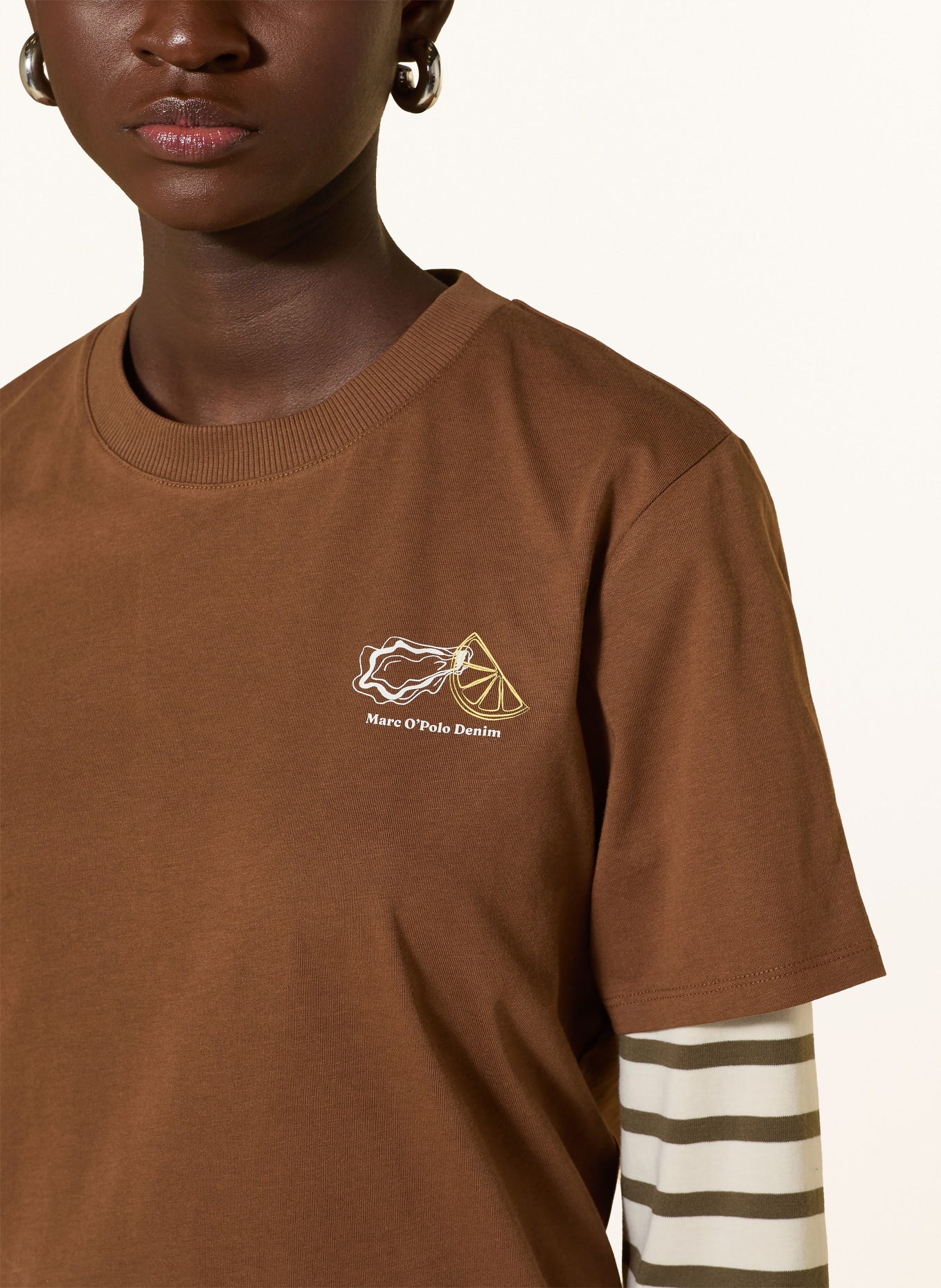 Marc O'Polo DENIM T-Shirt: BLAU / DUNKELROT