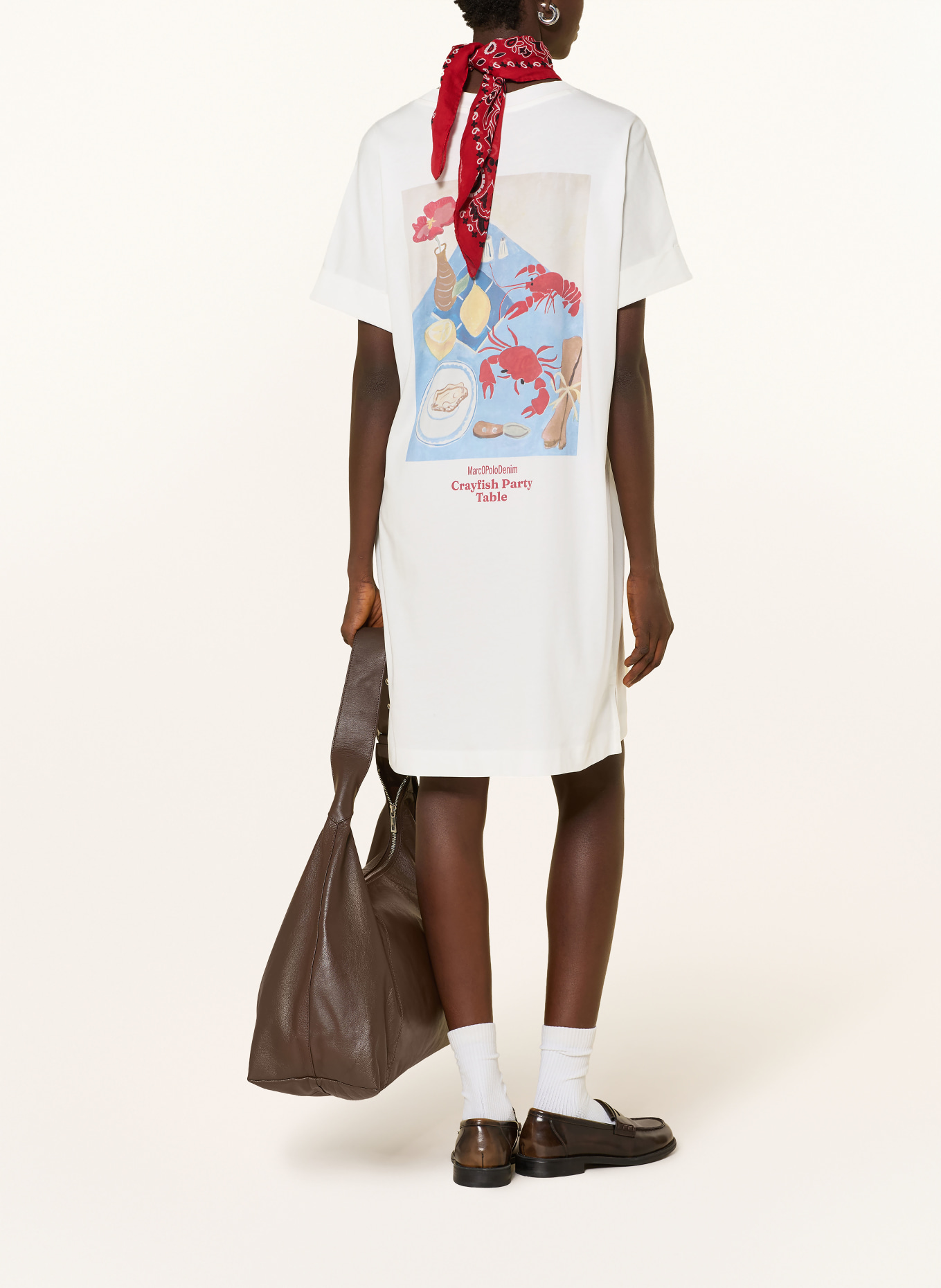 Marc O'Polo DENIM Jerseyjurk: WIT / LICHTBLAUW