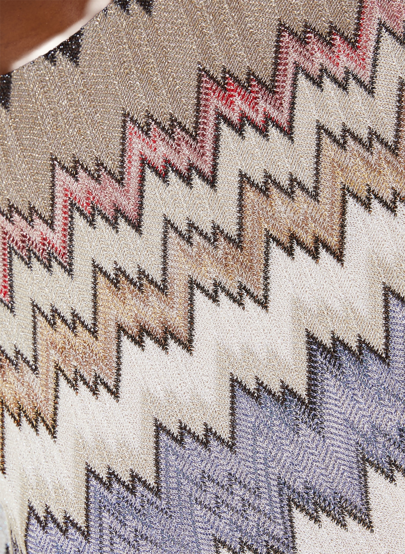 MISSONI Pletené šaty s třpytivou přízí: BÉŽOVÁ / SVĚTLE ČERVENÁ / BÍLÁ