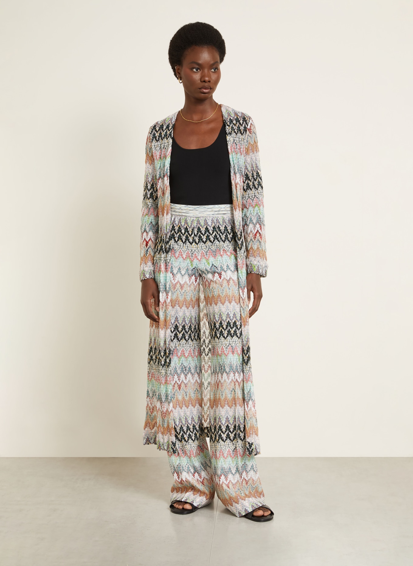 MISSONI Housse tricotée avec fil pailleté: BLANC / MENTHE / NOIR