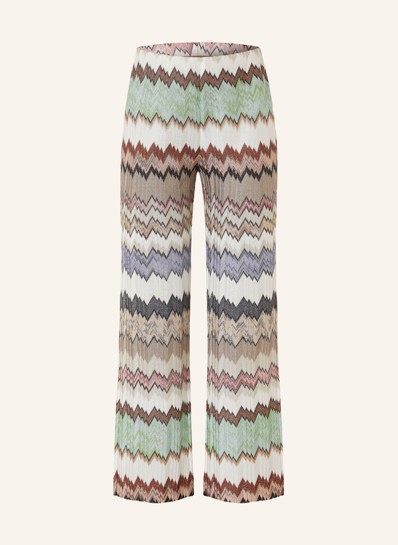 MISSONI Gebreide broek met glinsterend garen: ZWART / LICHTGROEN / WIT
