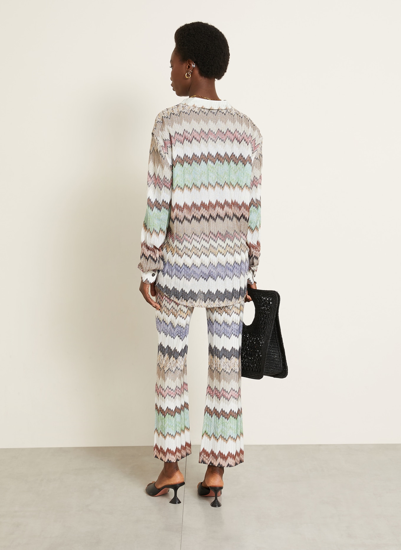MISSONI Gebreide broek met glinsterend garen: ZWART / LICHTGROEN / WIT